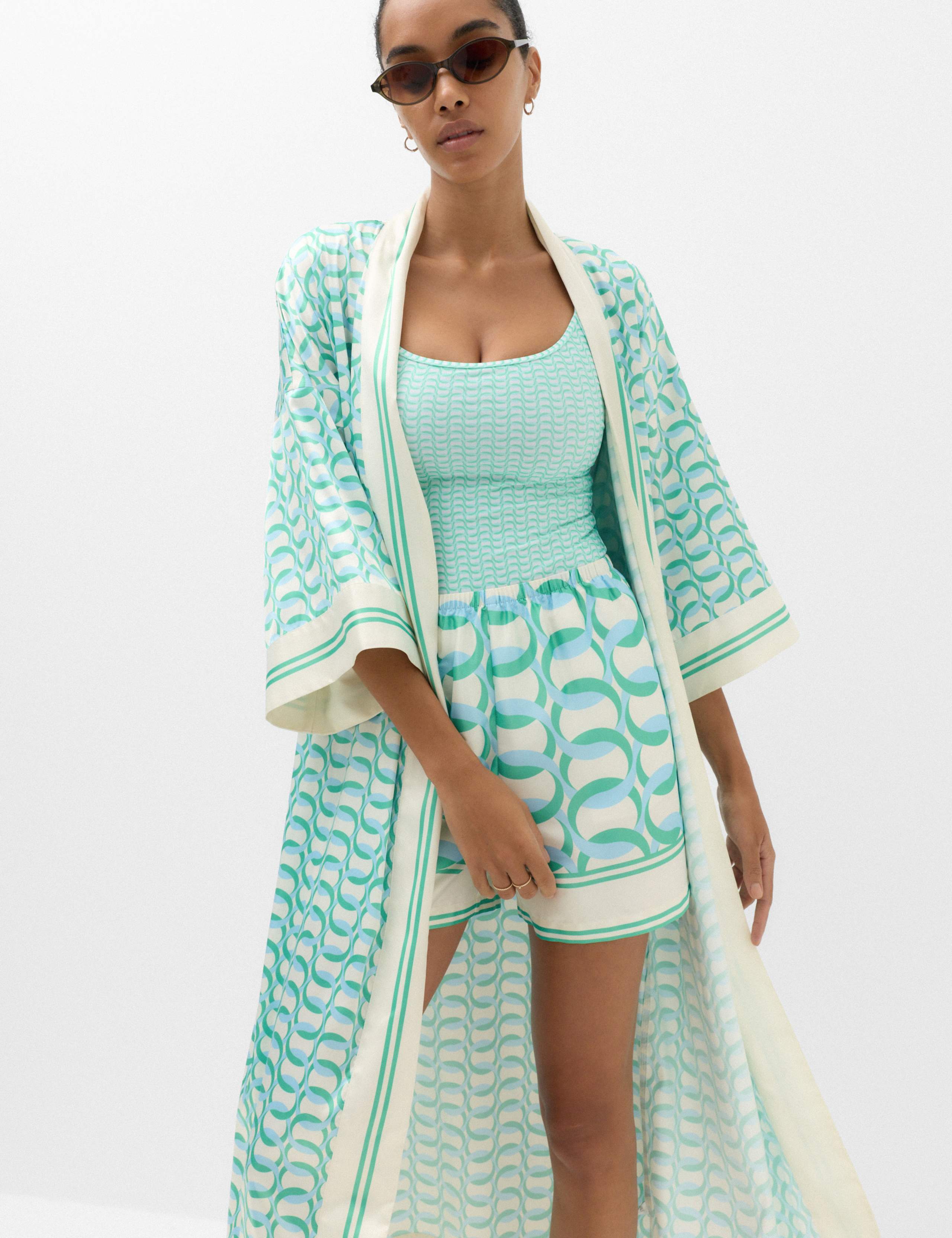 Satin Printed Maxi Kaftan Dress 6 of 7