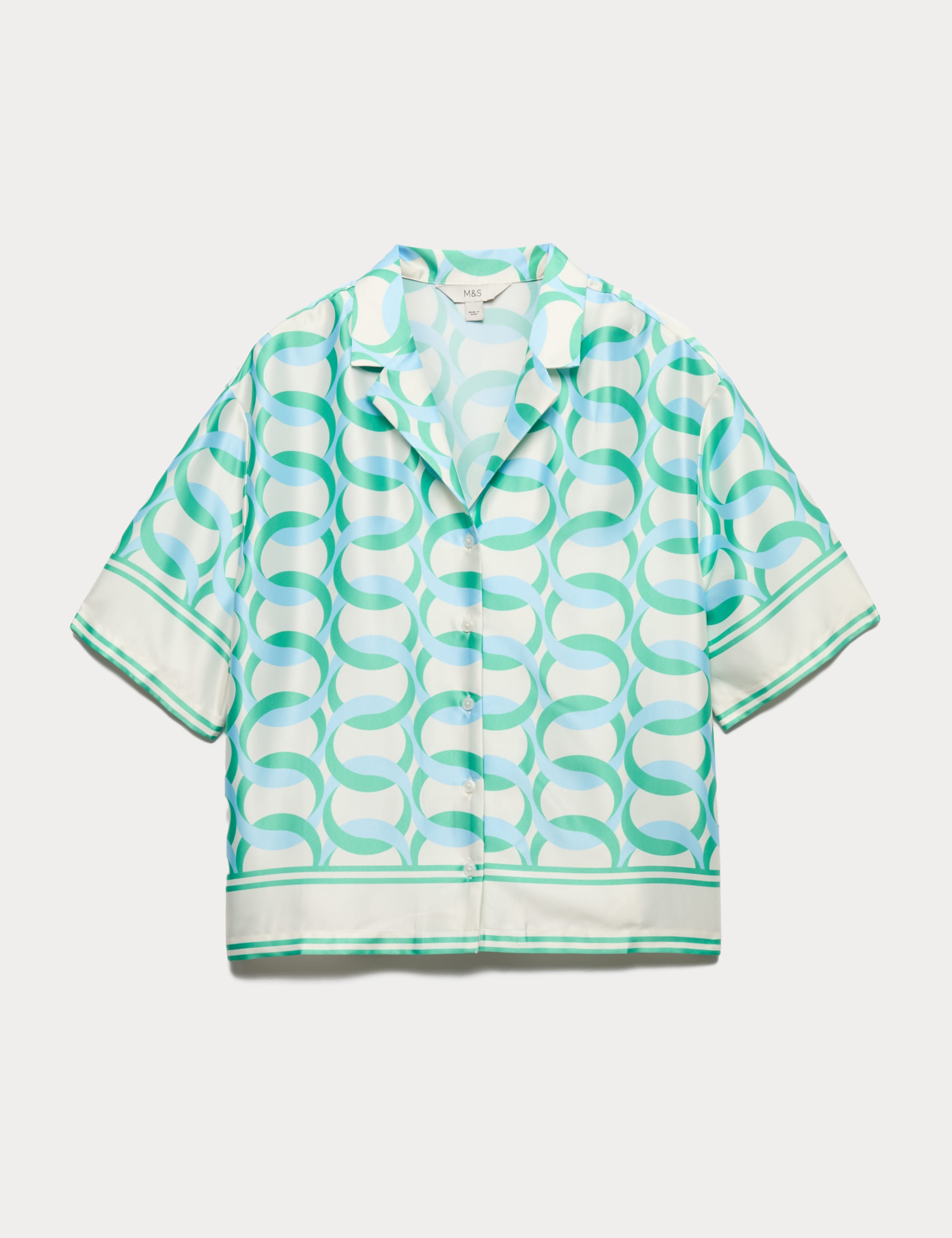 Satin Printed Short Sleeve Beach Shirt 2 of 5
