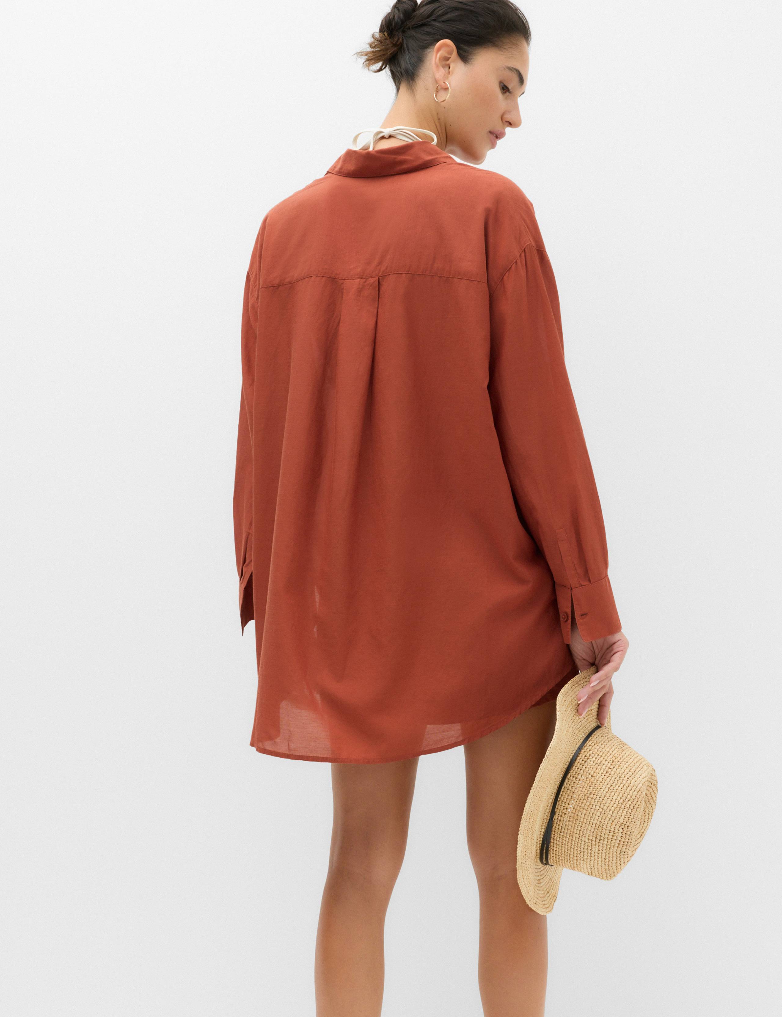 Cotton Rich Collared Beach Cover Up Shirt 4 of 7