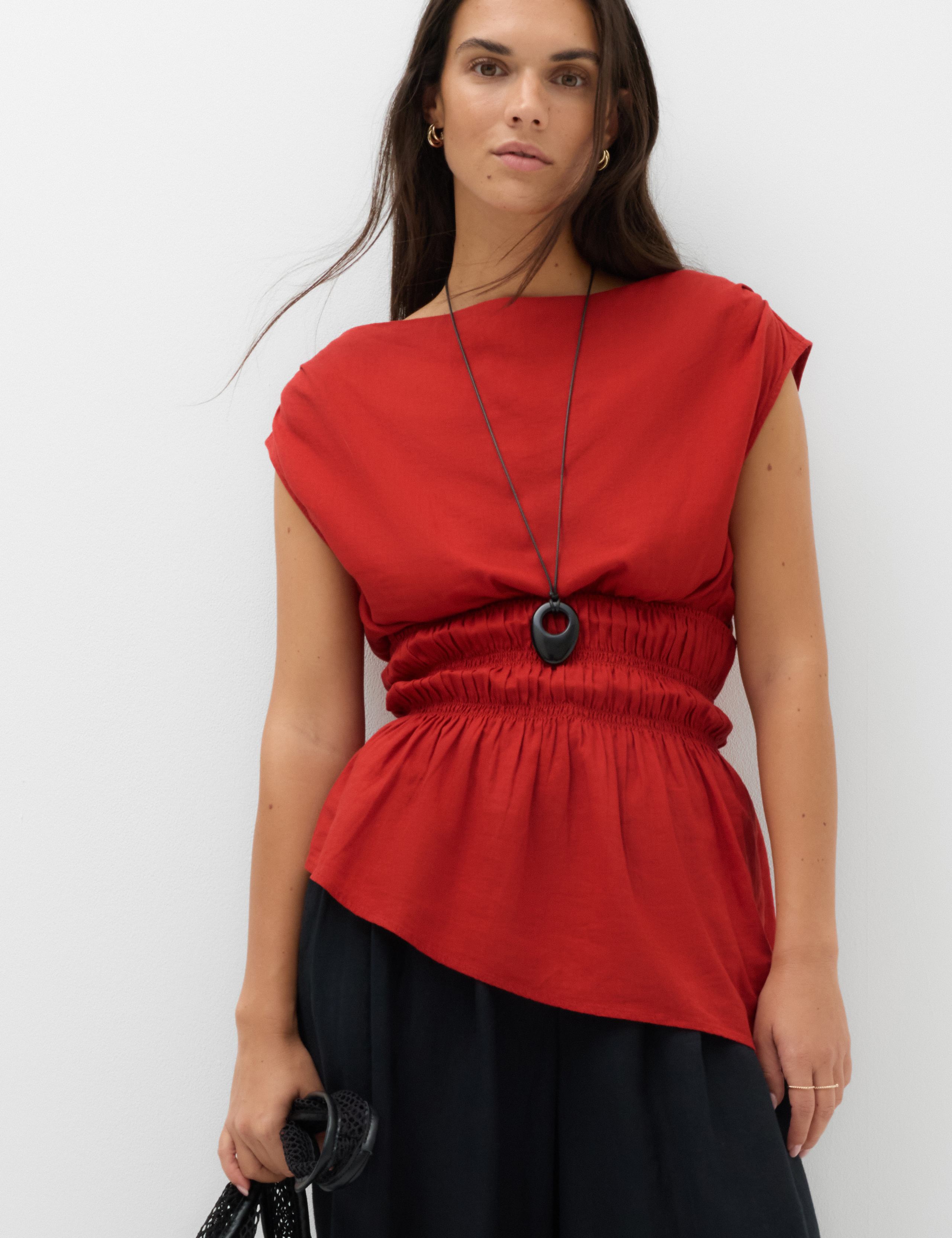 Linen Rich Slash Neck Top 3 of 6