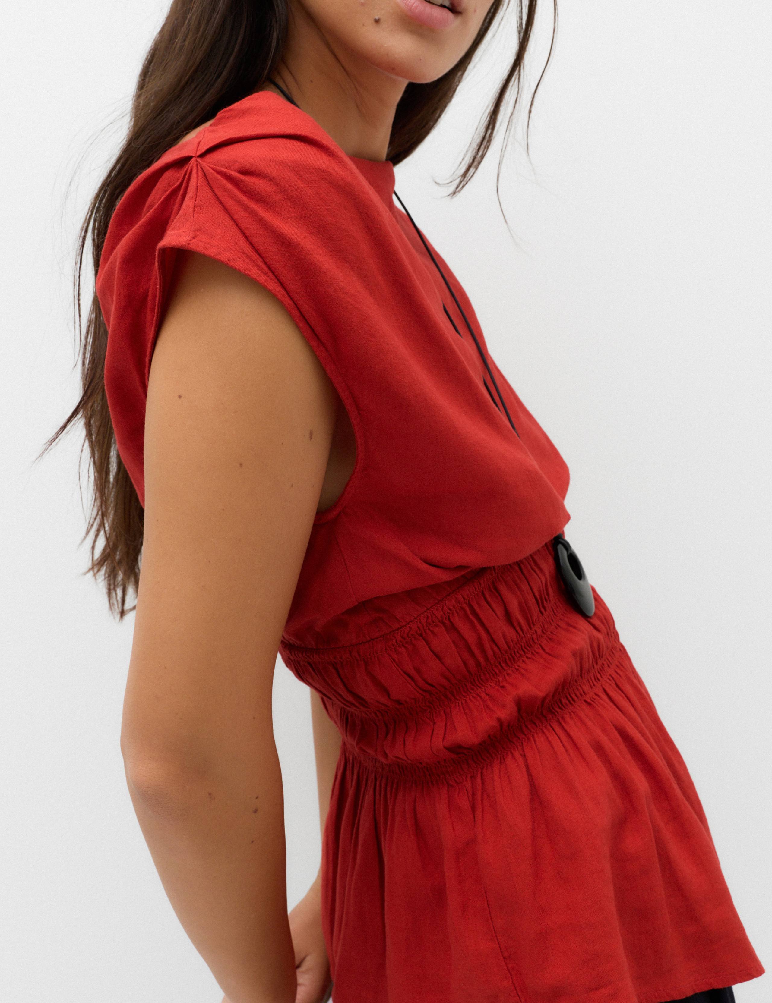 Linen Rich Slash Neck Top 6 of 6