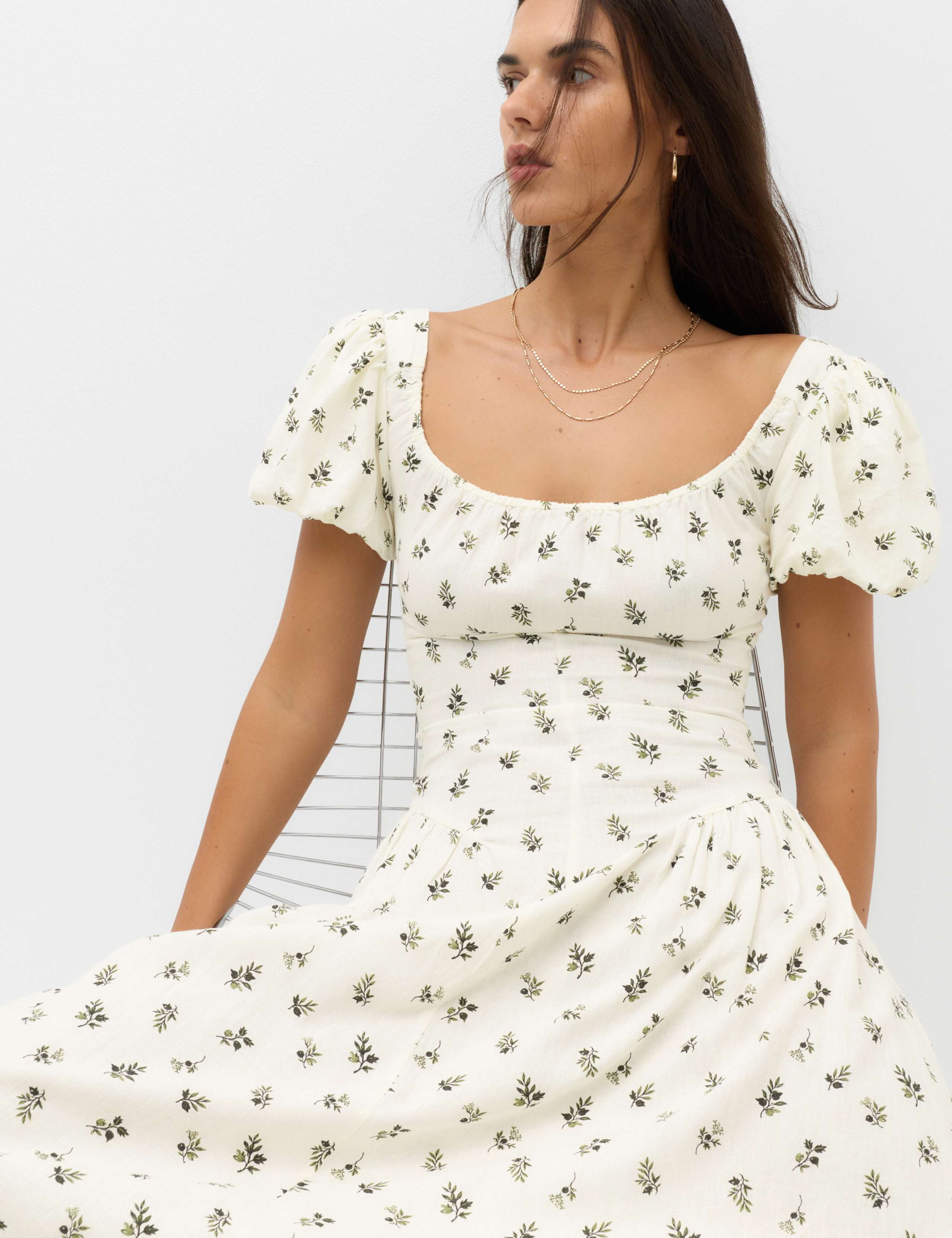 Linen Rich Floral Scoop Neck Maxi Dress 5 of 5