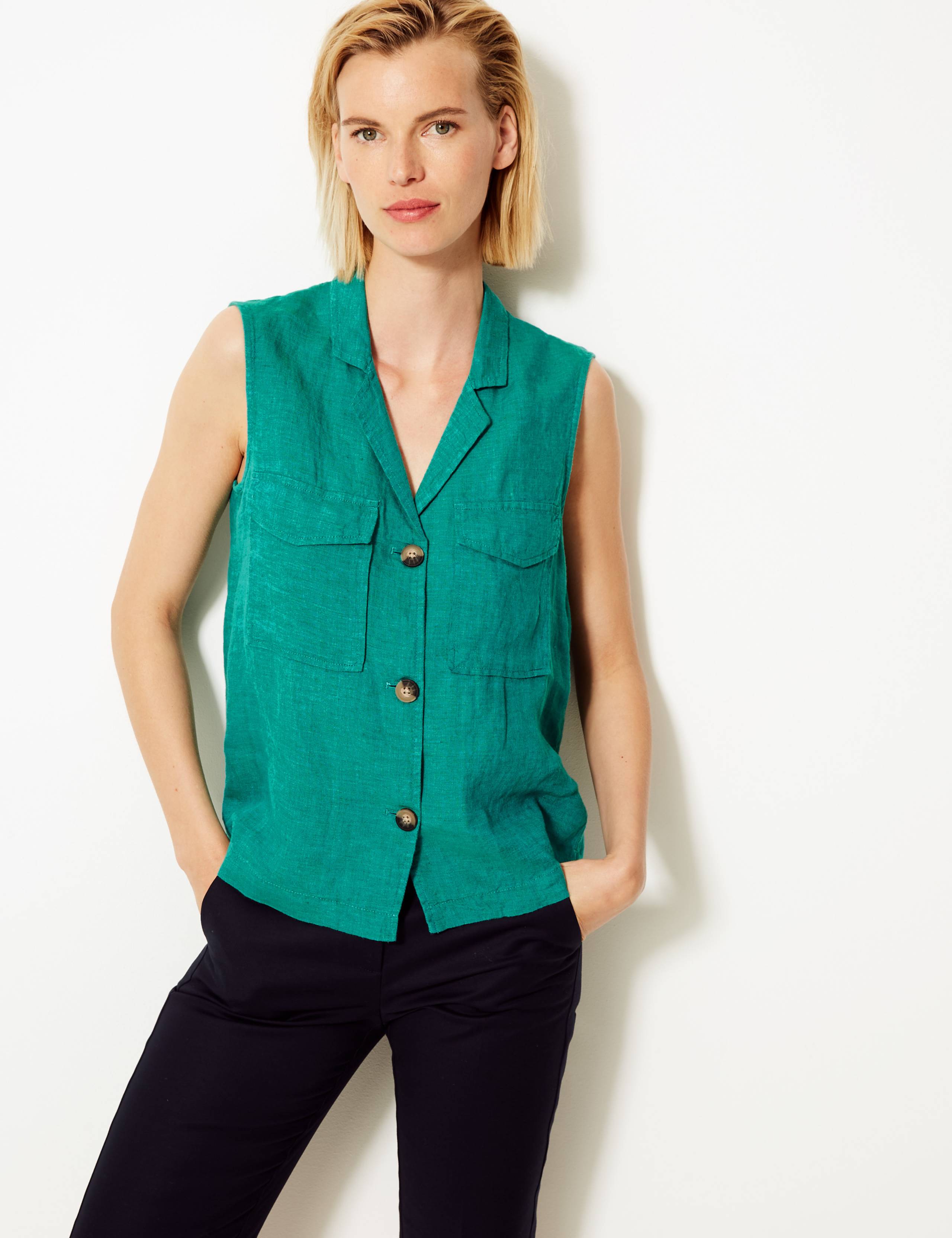 Pure Linen Button Detailed Shirt 1 of 4