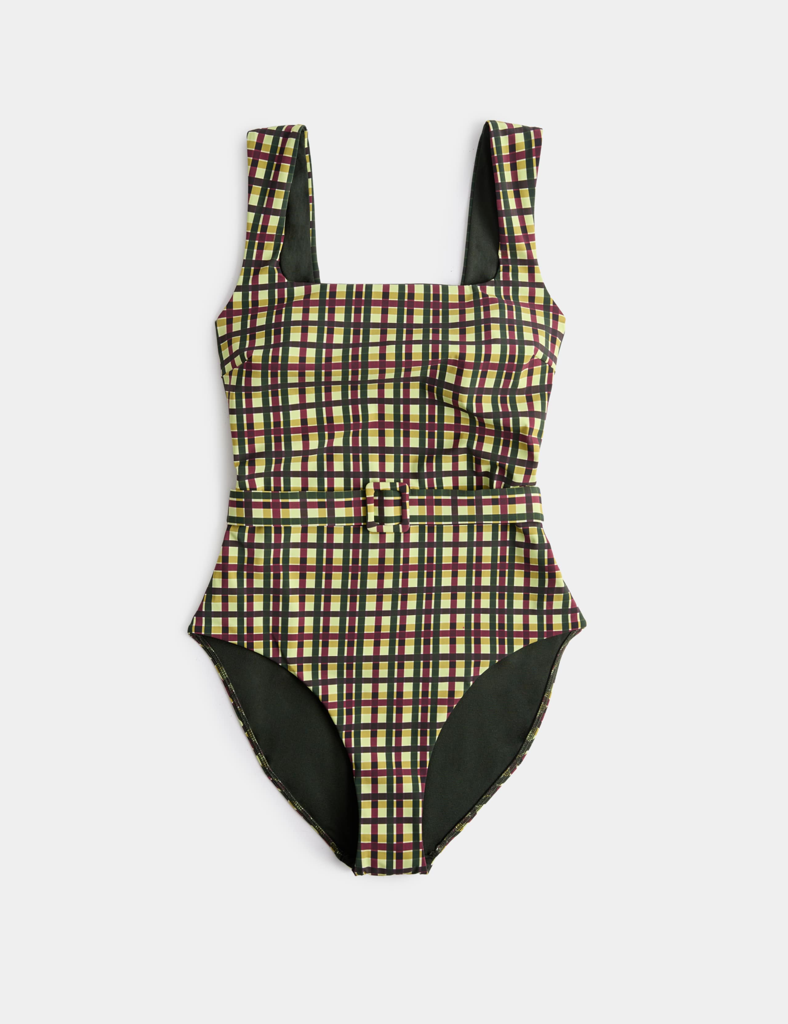 Printed Padded Belted Square Neck Swimsuit 2 of 6