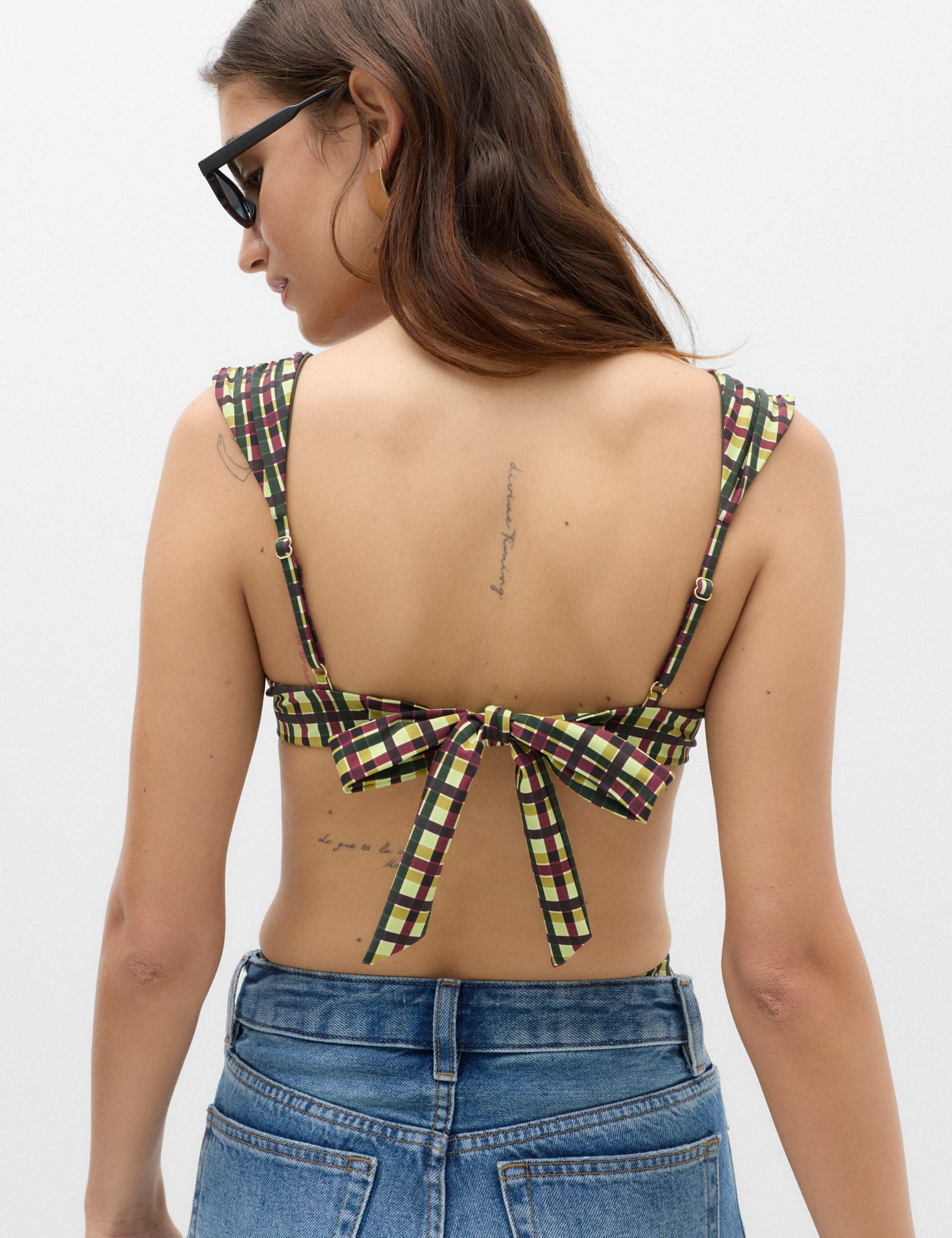 Checked Padded Wired Bikini Top 3 of 5