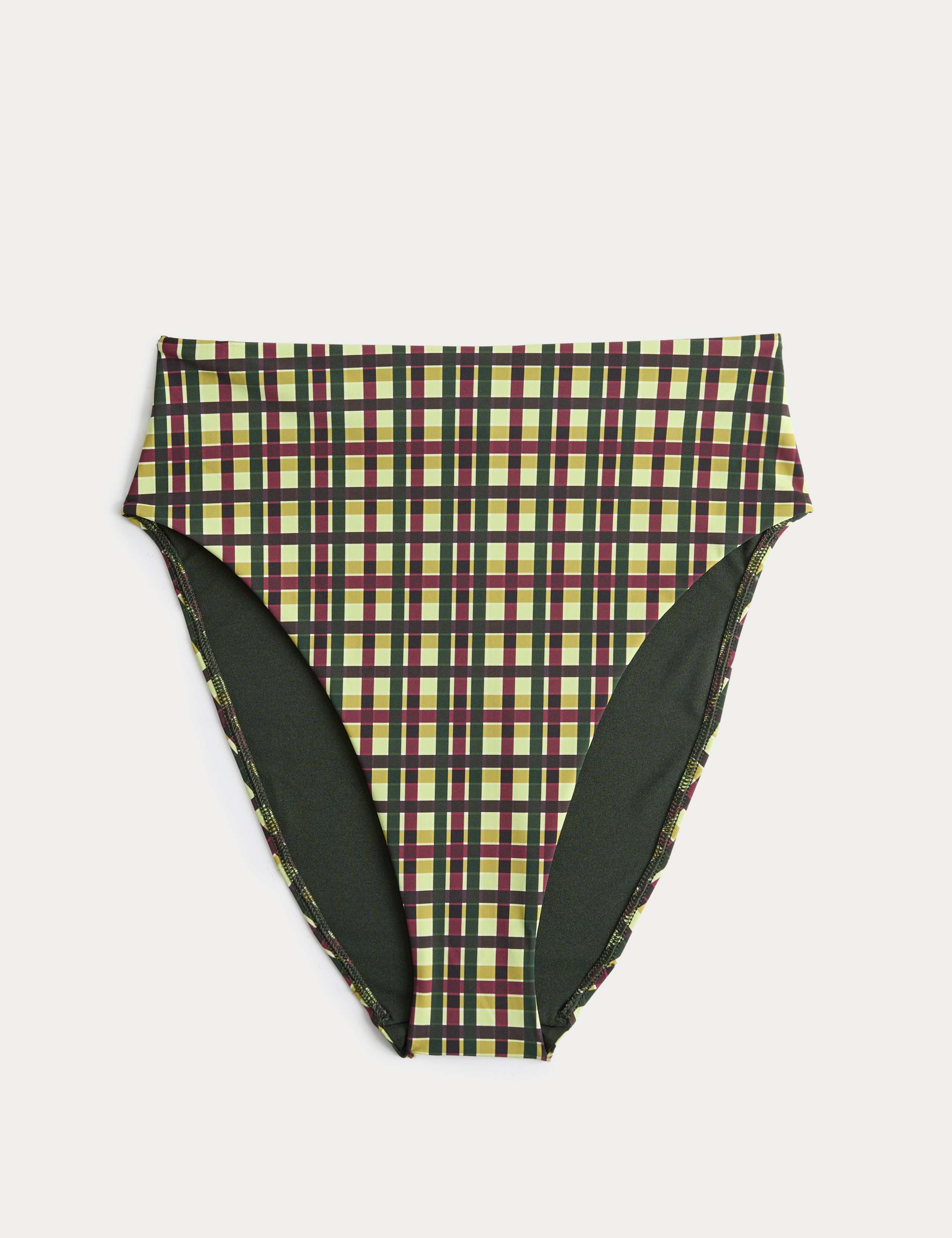 Checked High Waisted High Leg Bikini Bottoms 2 of 5
