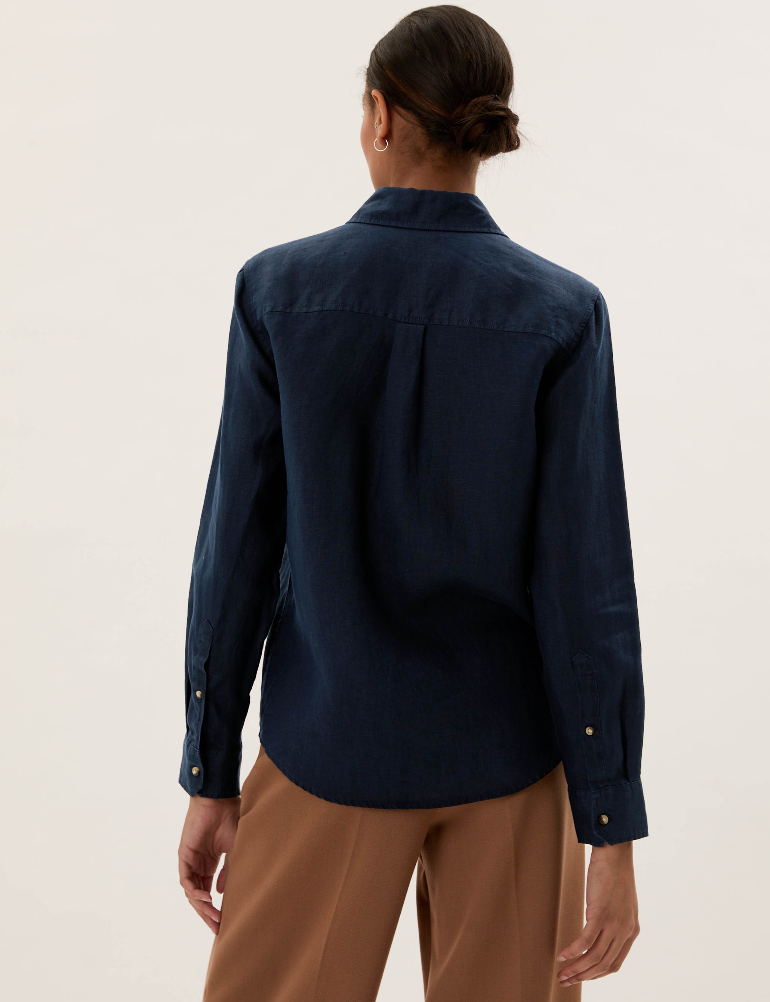 Pure Linen Collared Long Sleeve Shirt 4 of 4