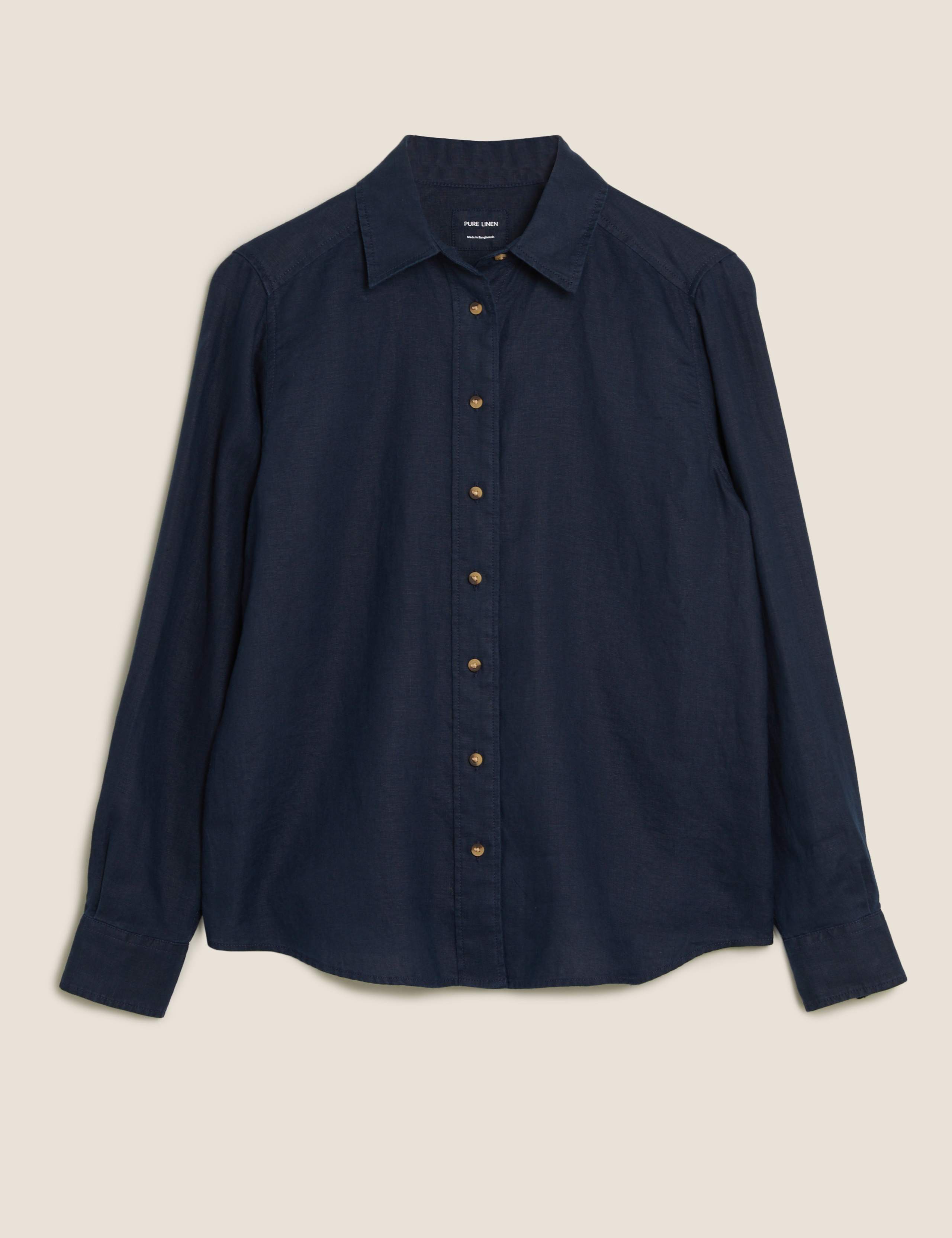 Pure Linen Collared Long Sleeve Shirt 2 of 4