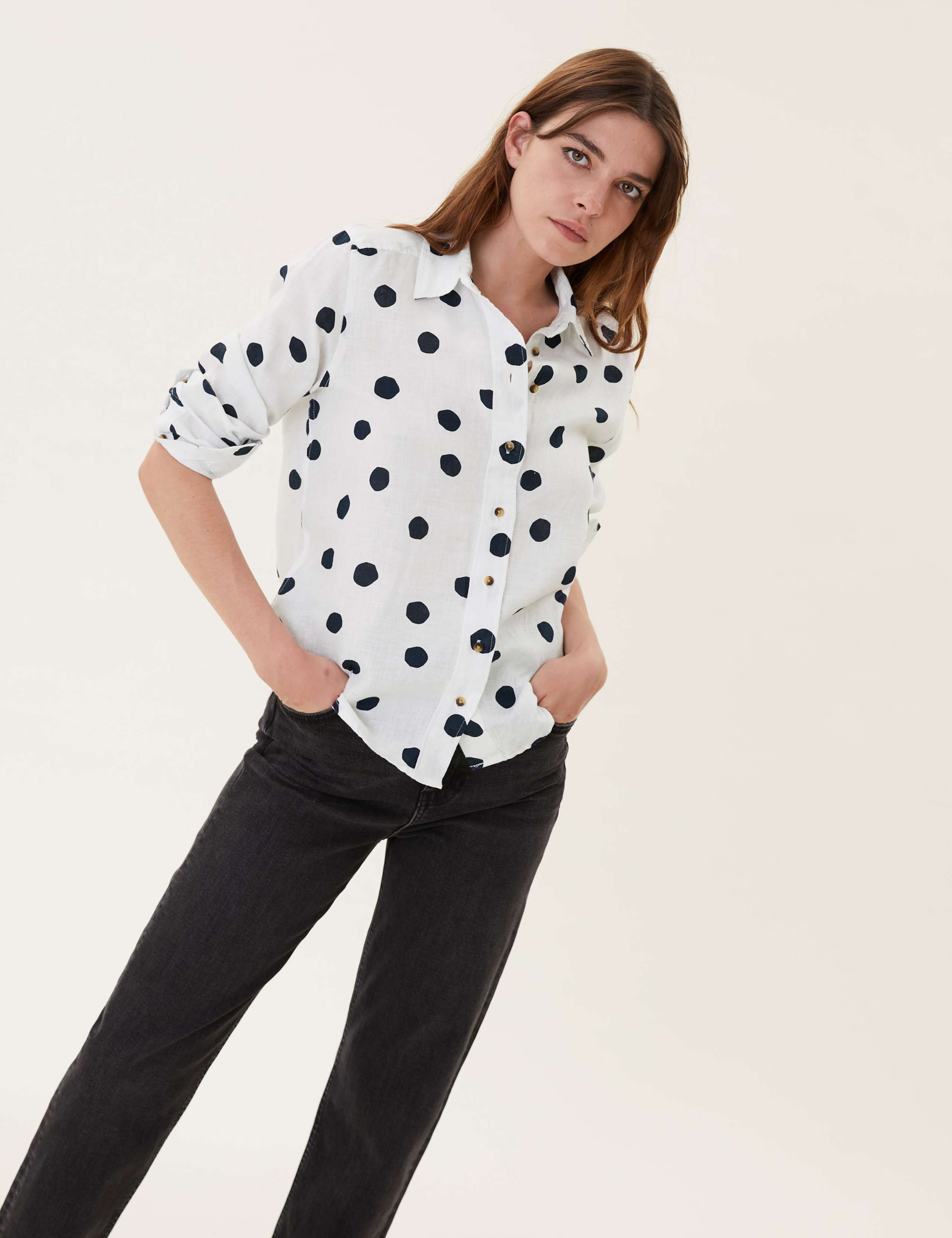 Pure Linen Polka Dot Long Sleeve Shirt 4 of 5