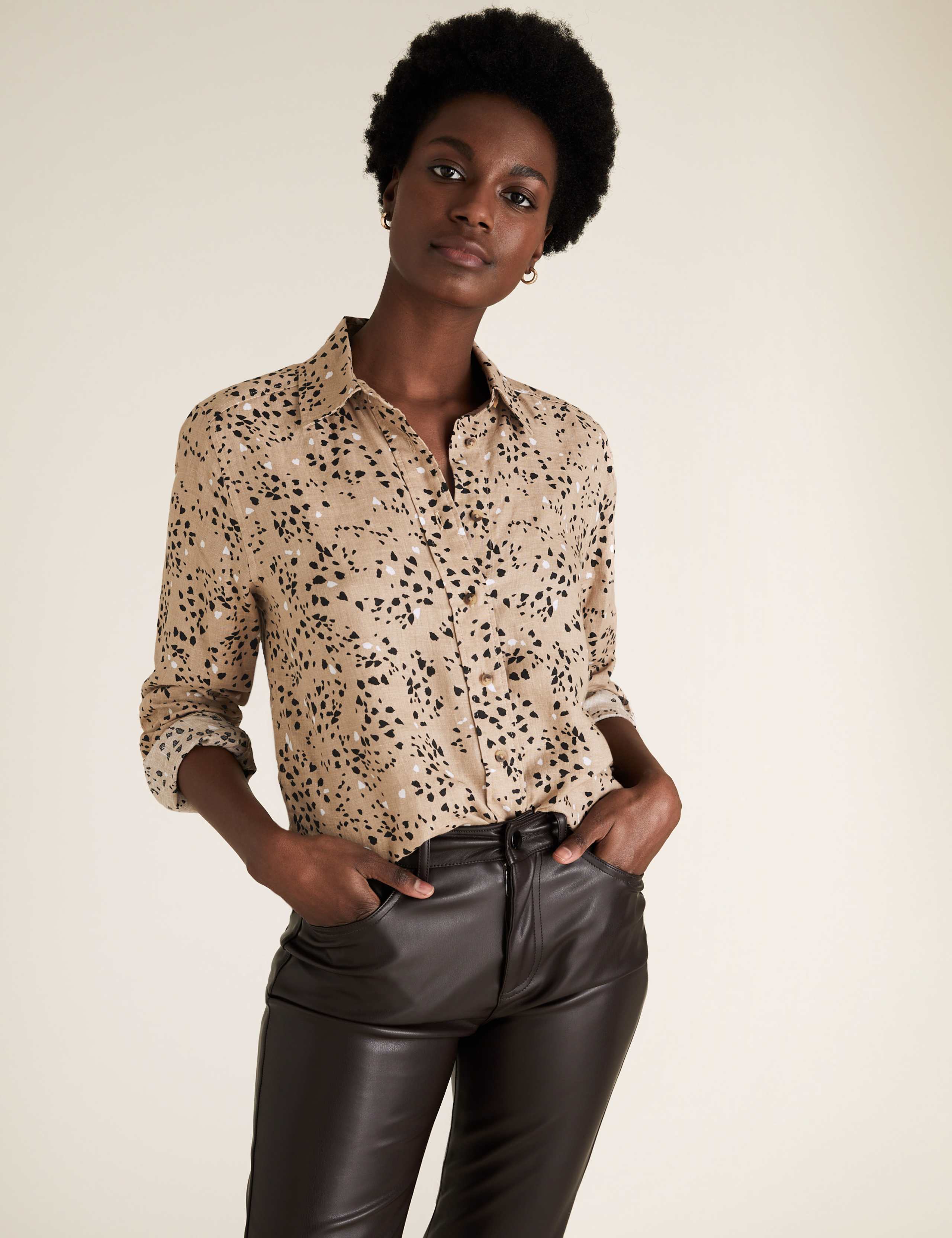 Pure Linen Animal Print Long Sleeve Shirt 3 of 4