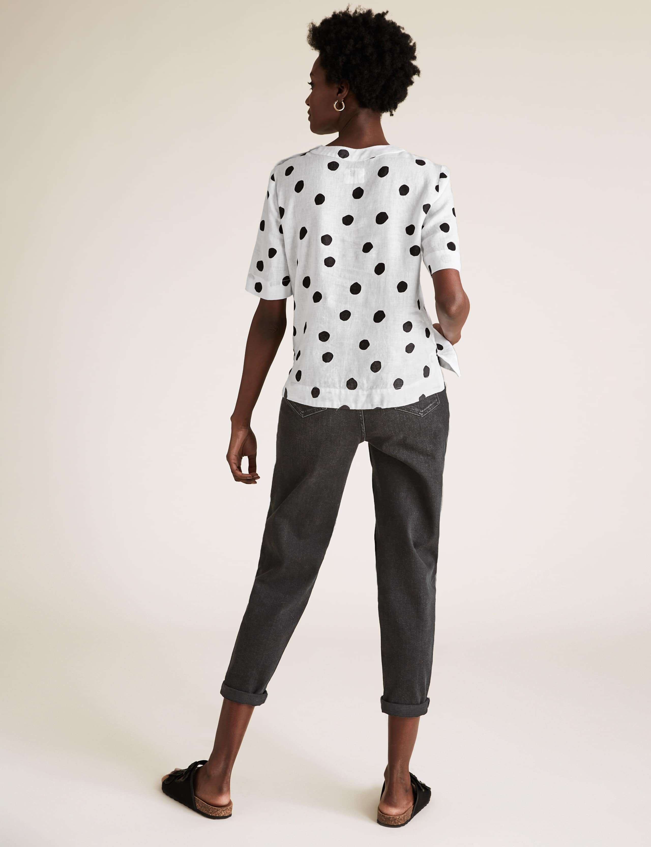 Pure Linen Polka Dot Short Sleeve Top 5 of 5