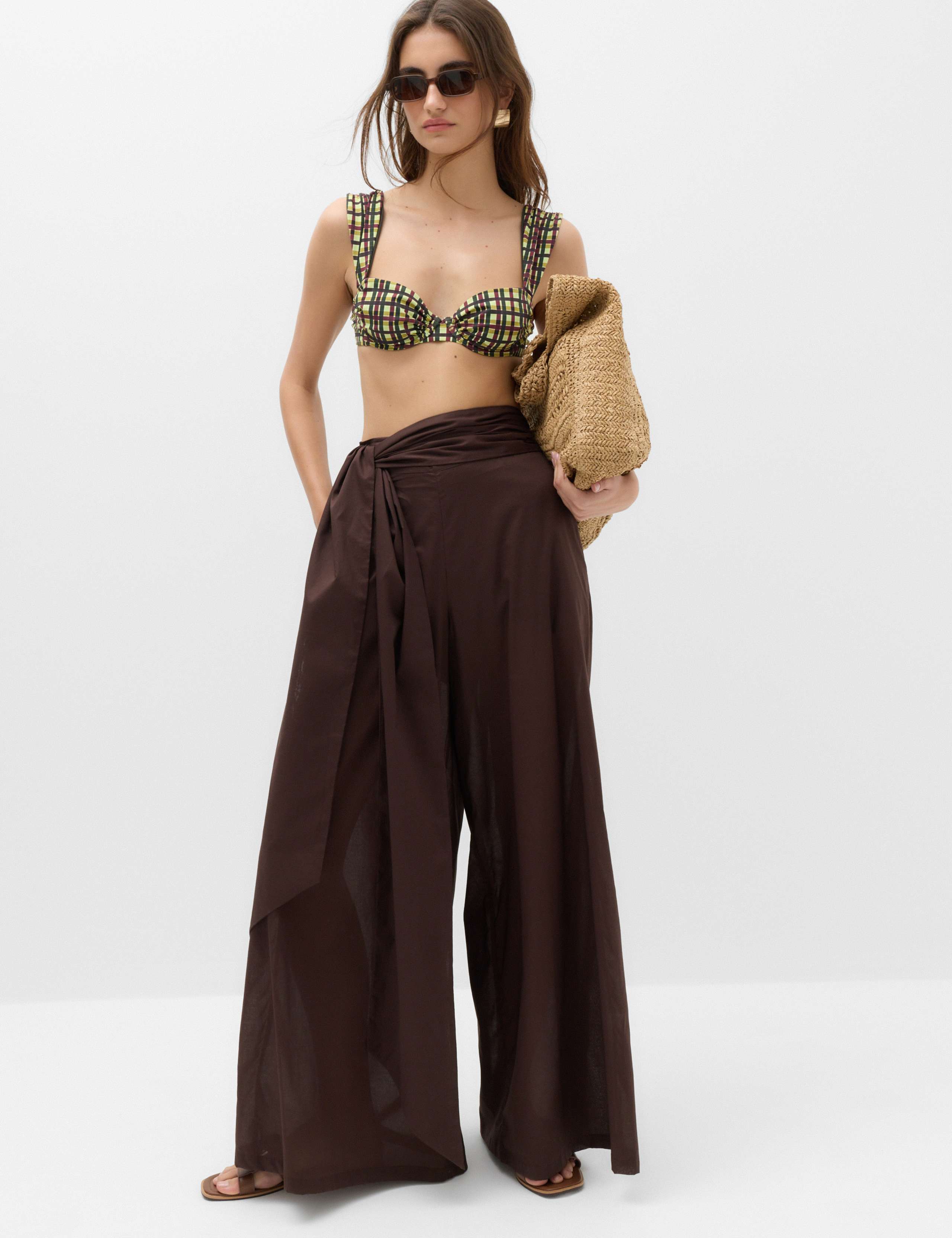 Pure Cotton Palazzo Wide Leg Trousers 3 of 6