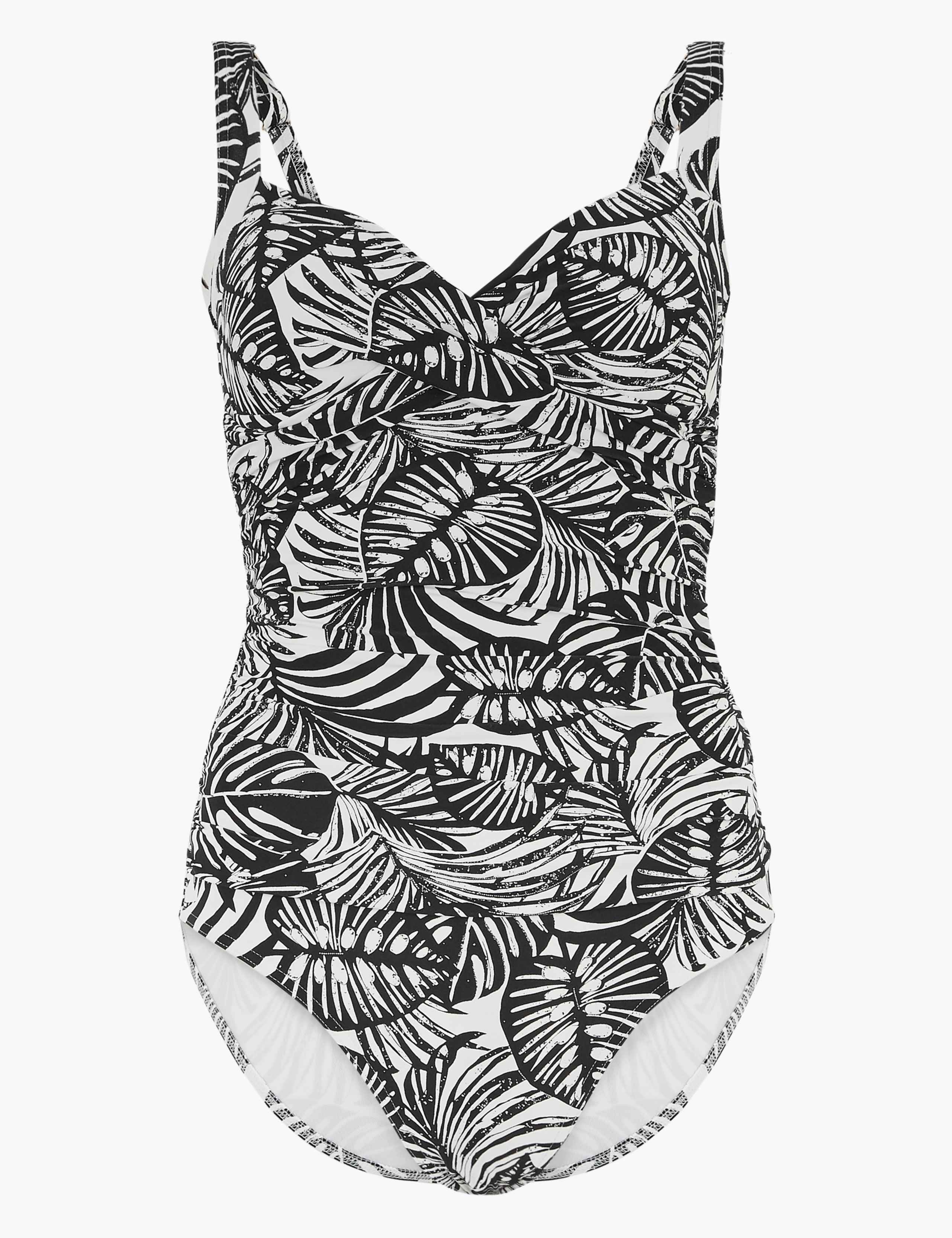 Tummy Control Monochrome Plunge Swimsuit 2 of 5