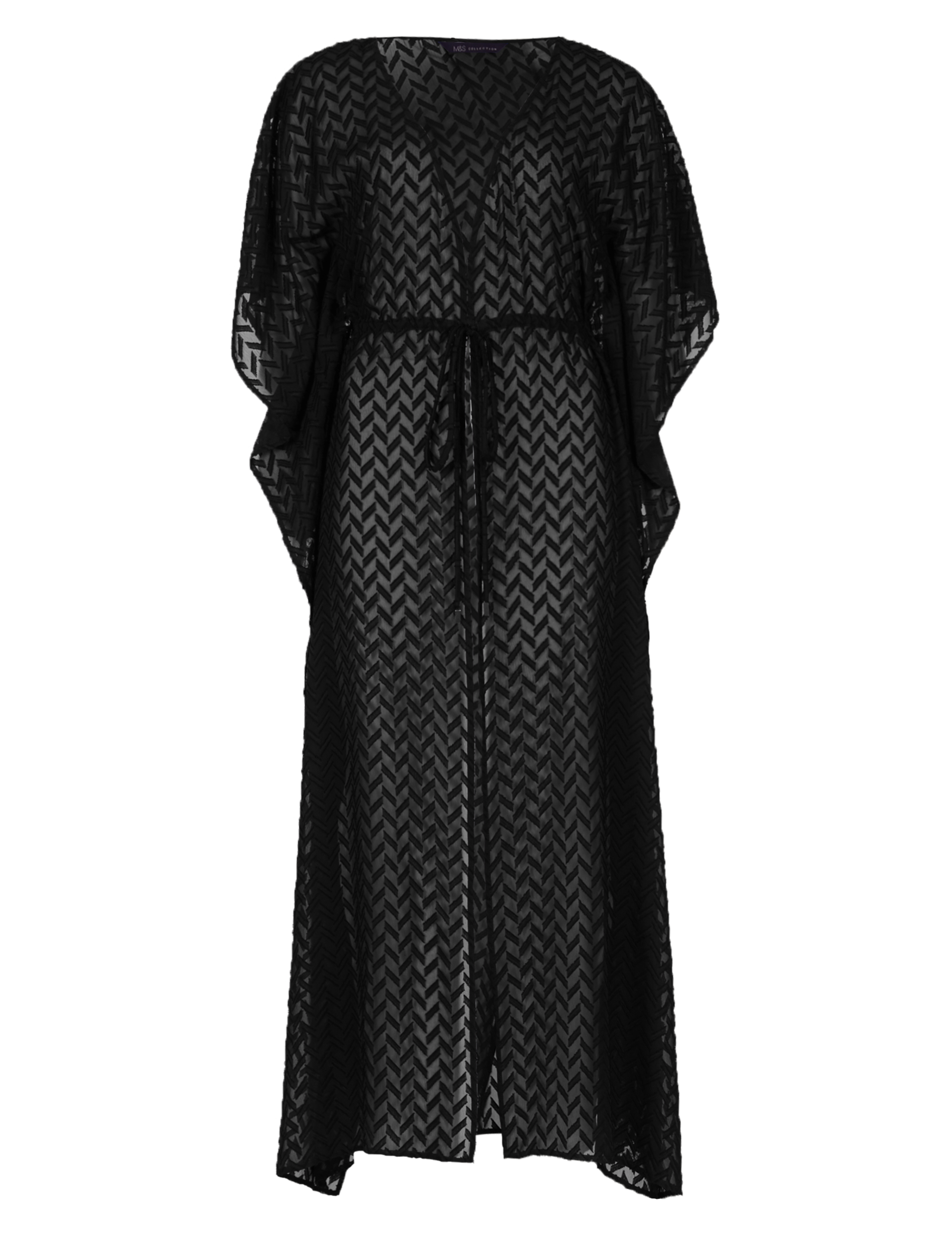 Front Tie Textured Maxi Kimono Wrap 2 of 3