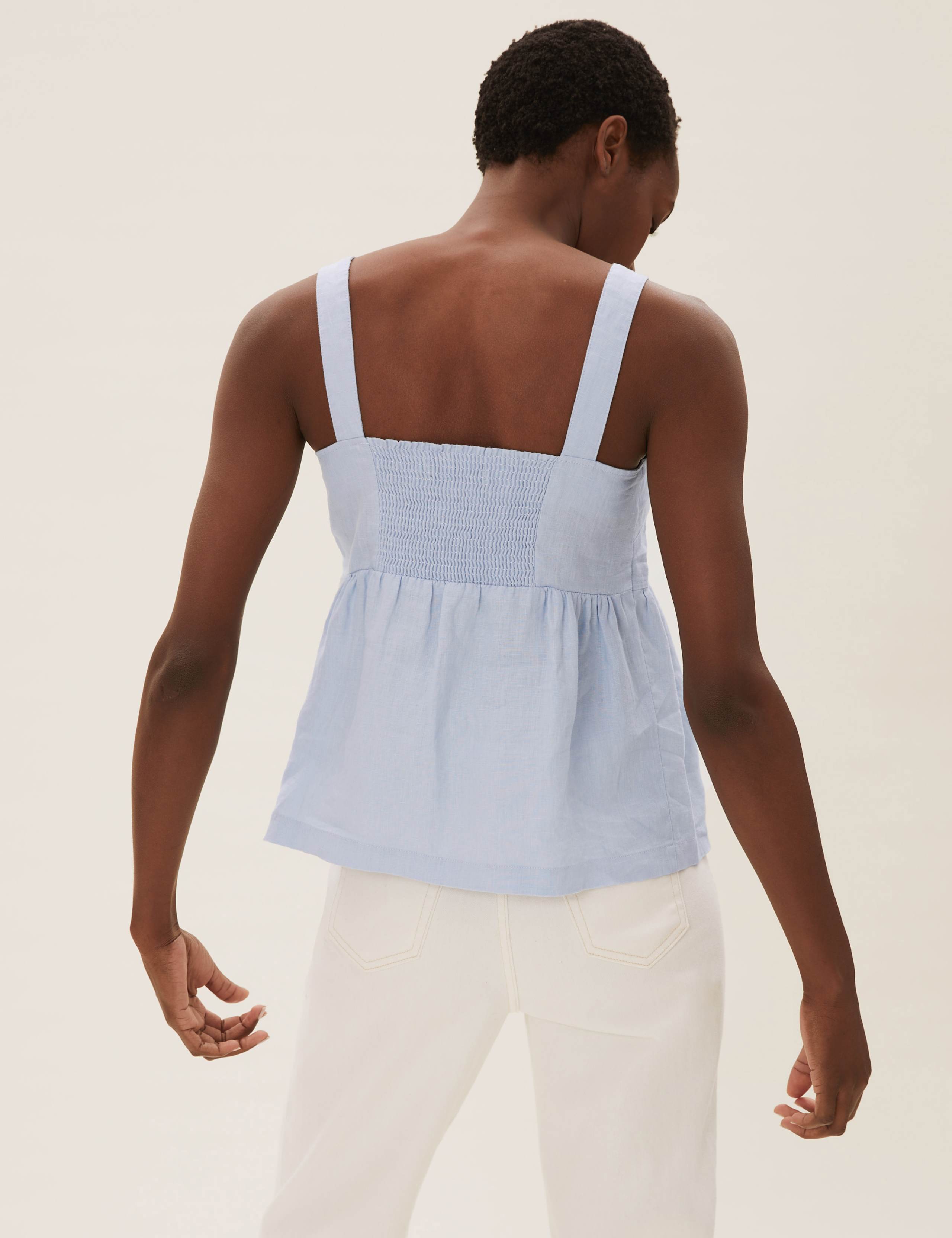Pure Linen Button Detail Cami Top 4 of 5