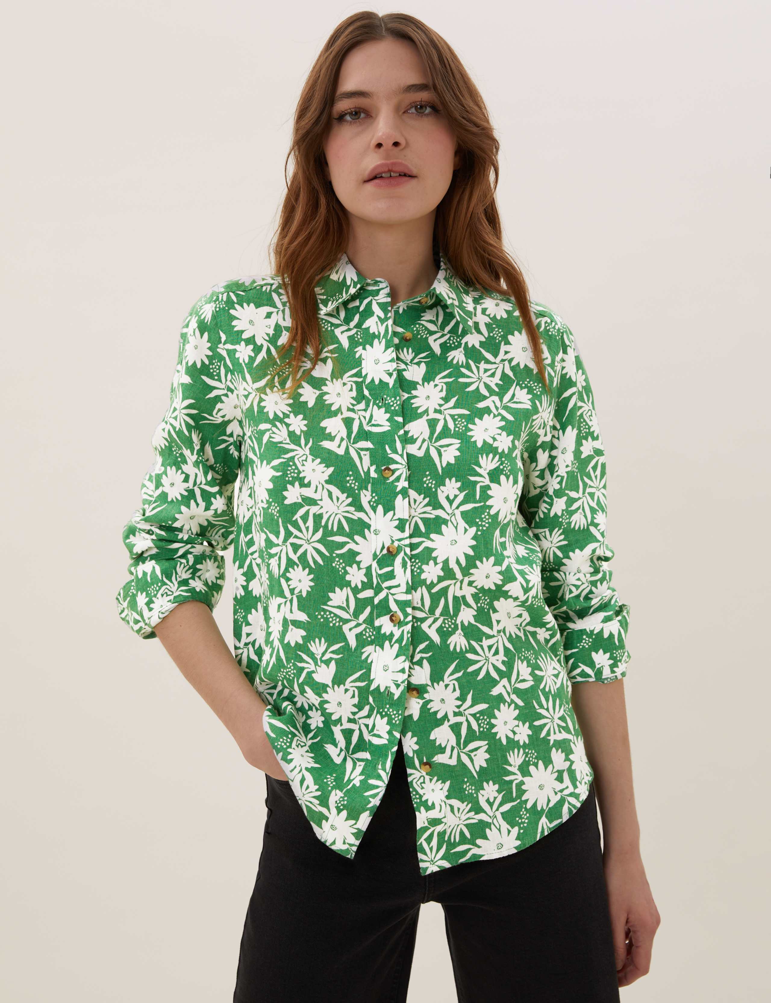 Pure Linen Floral Shirt 3 of 5