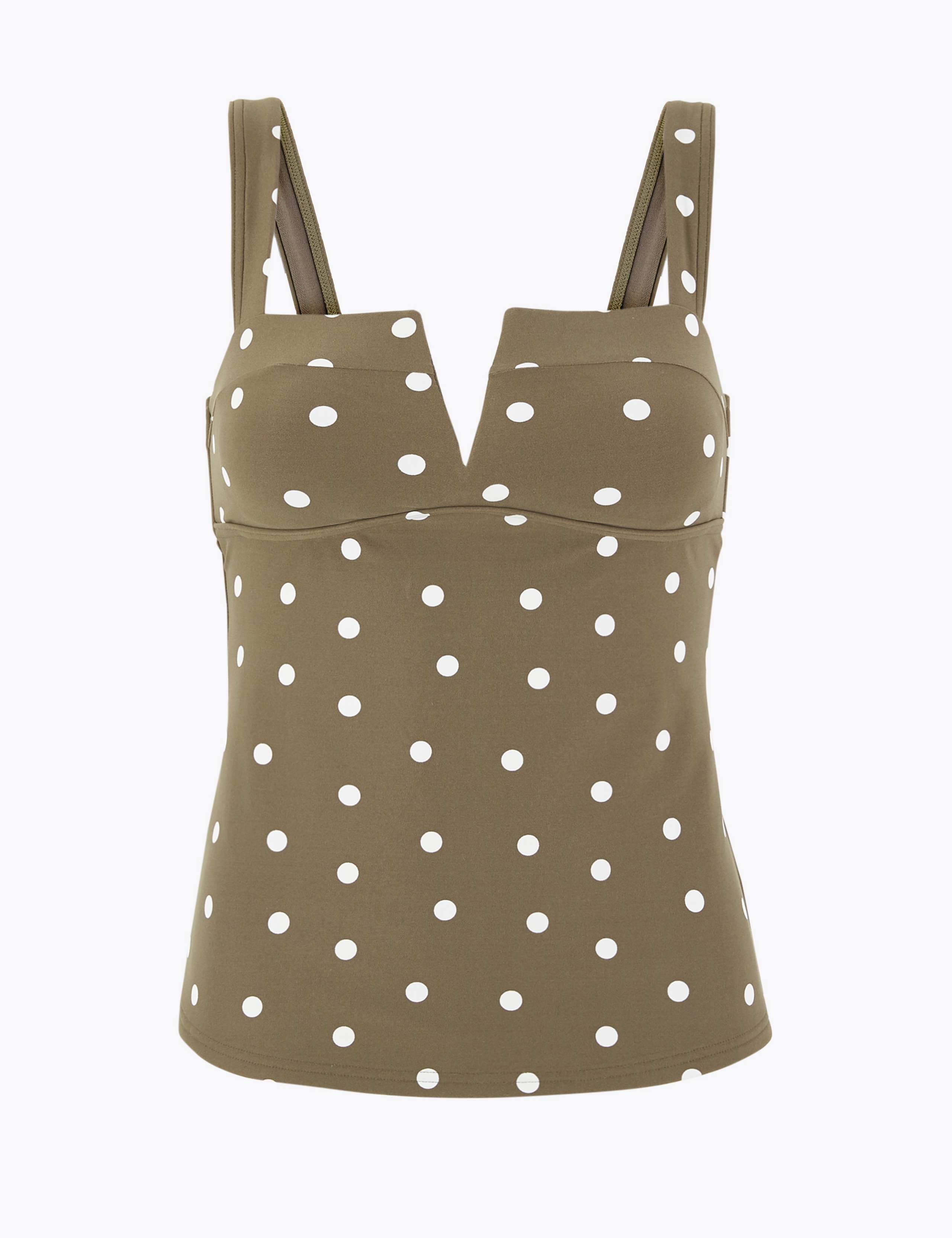 Spot Print V Wire Tankini Top 2 of 4