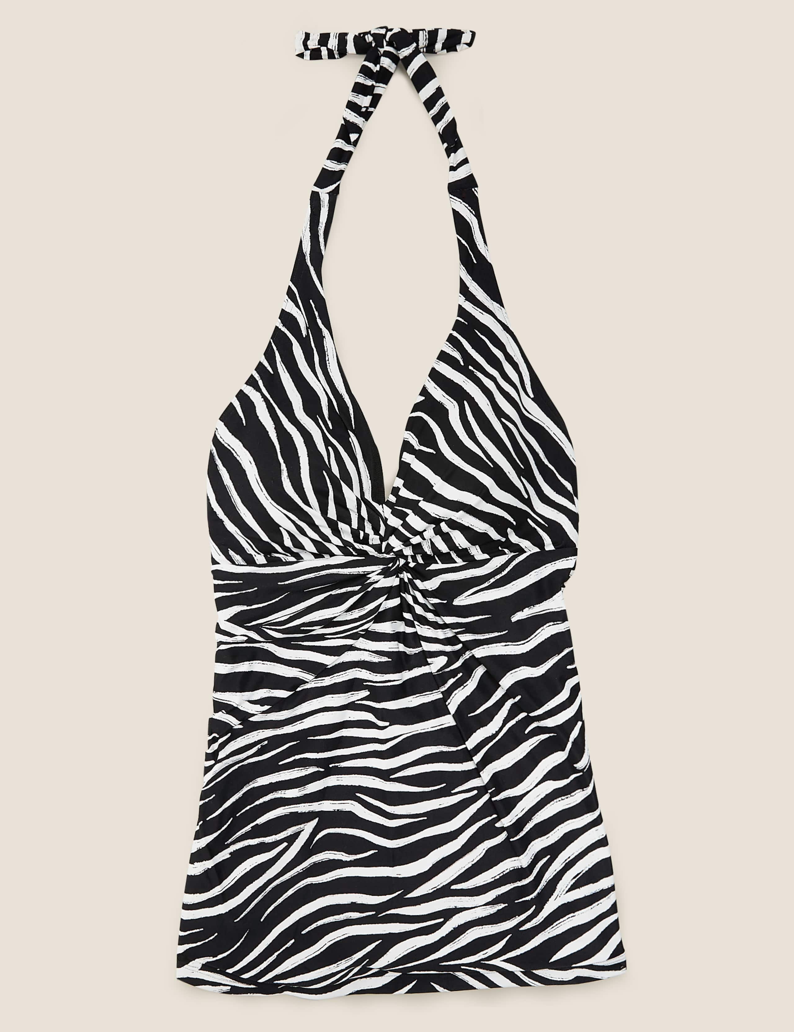 Zebra Print Padded Halterneck Tankini Top 2 of 6