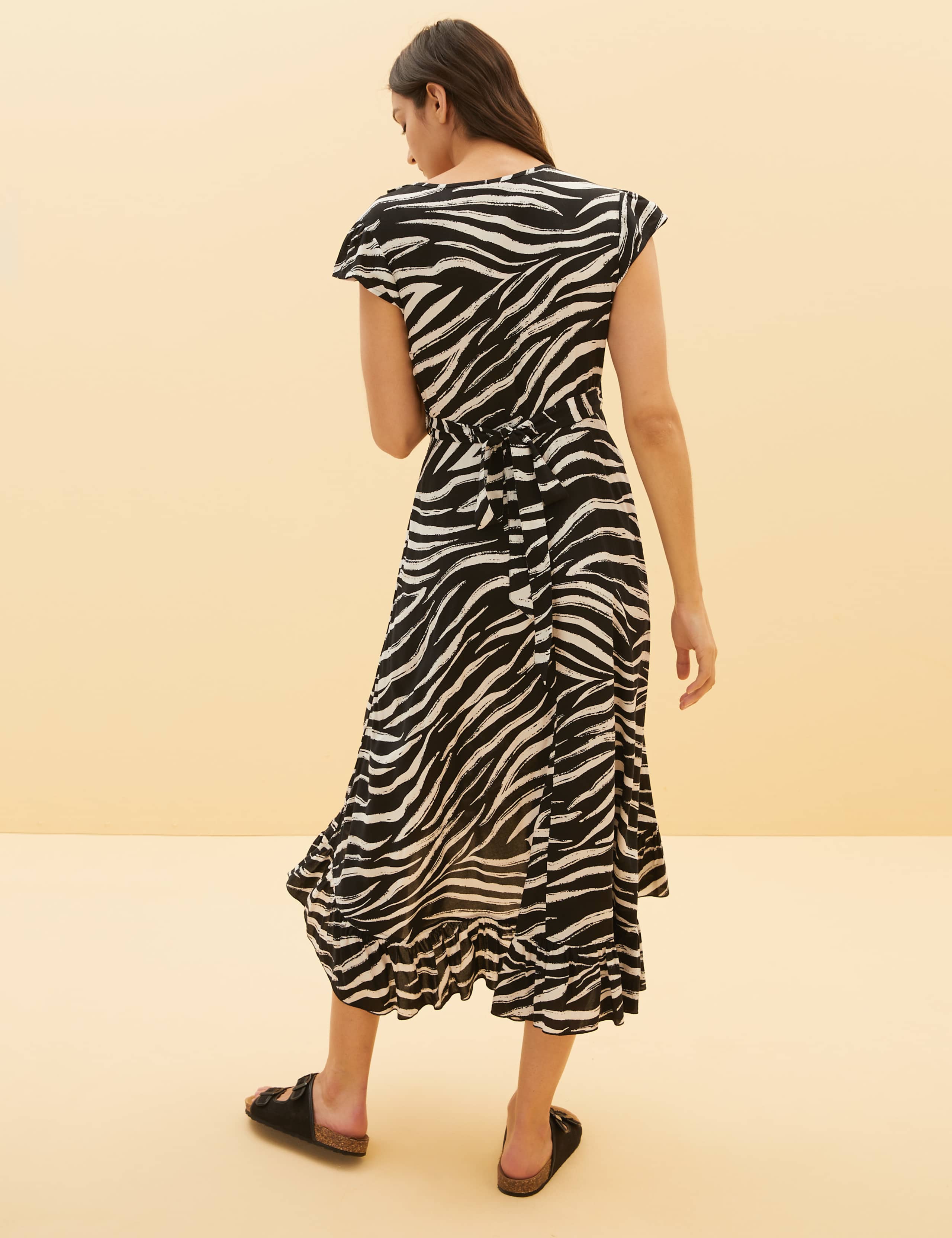 Zebra Print Wrap Midi Beach Dress 5 of 5