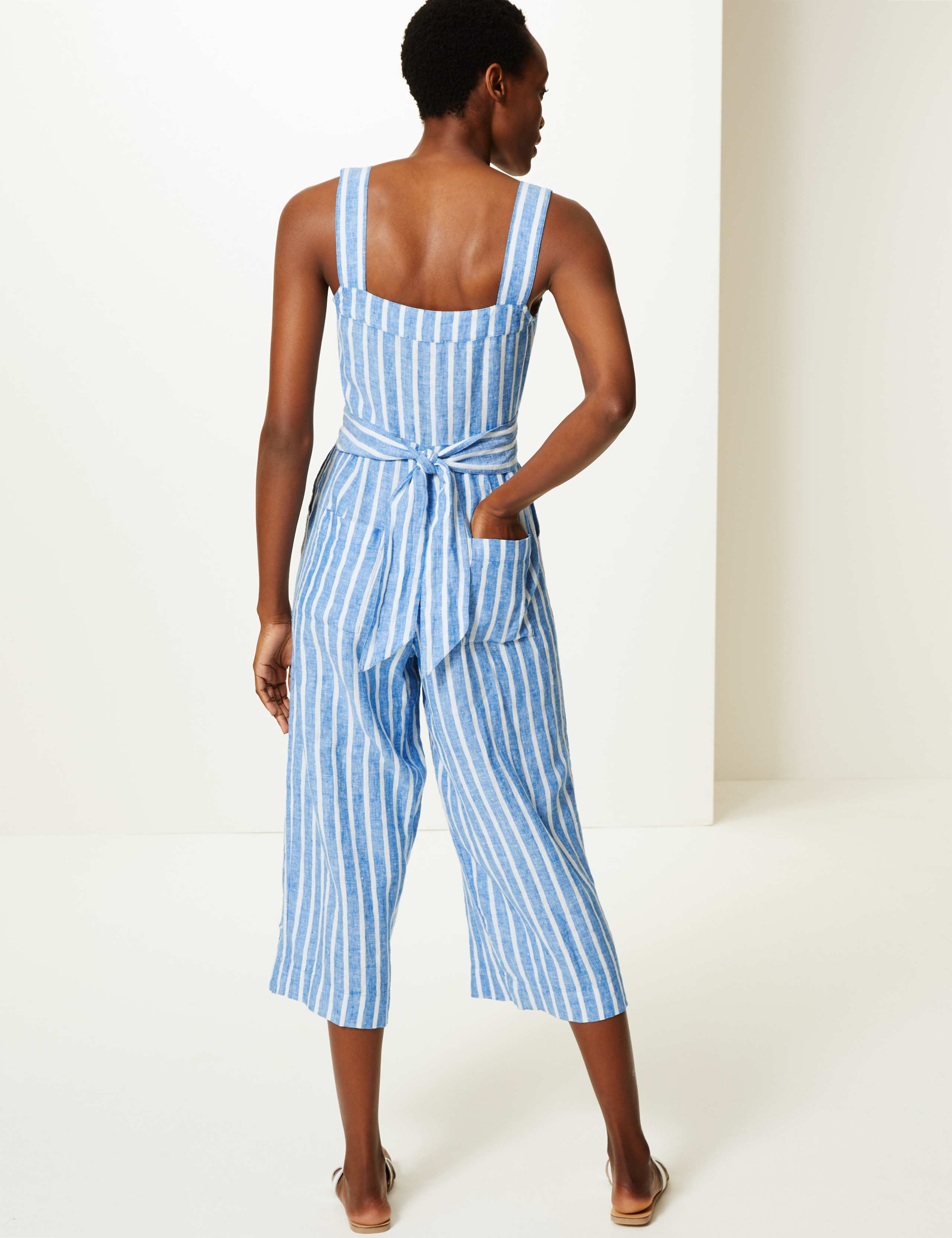 Pure Linen Striped Jumpsuit 4 of 5