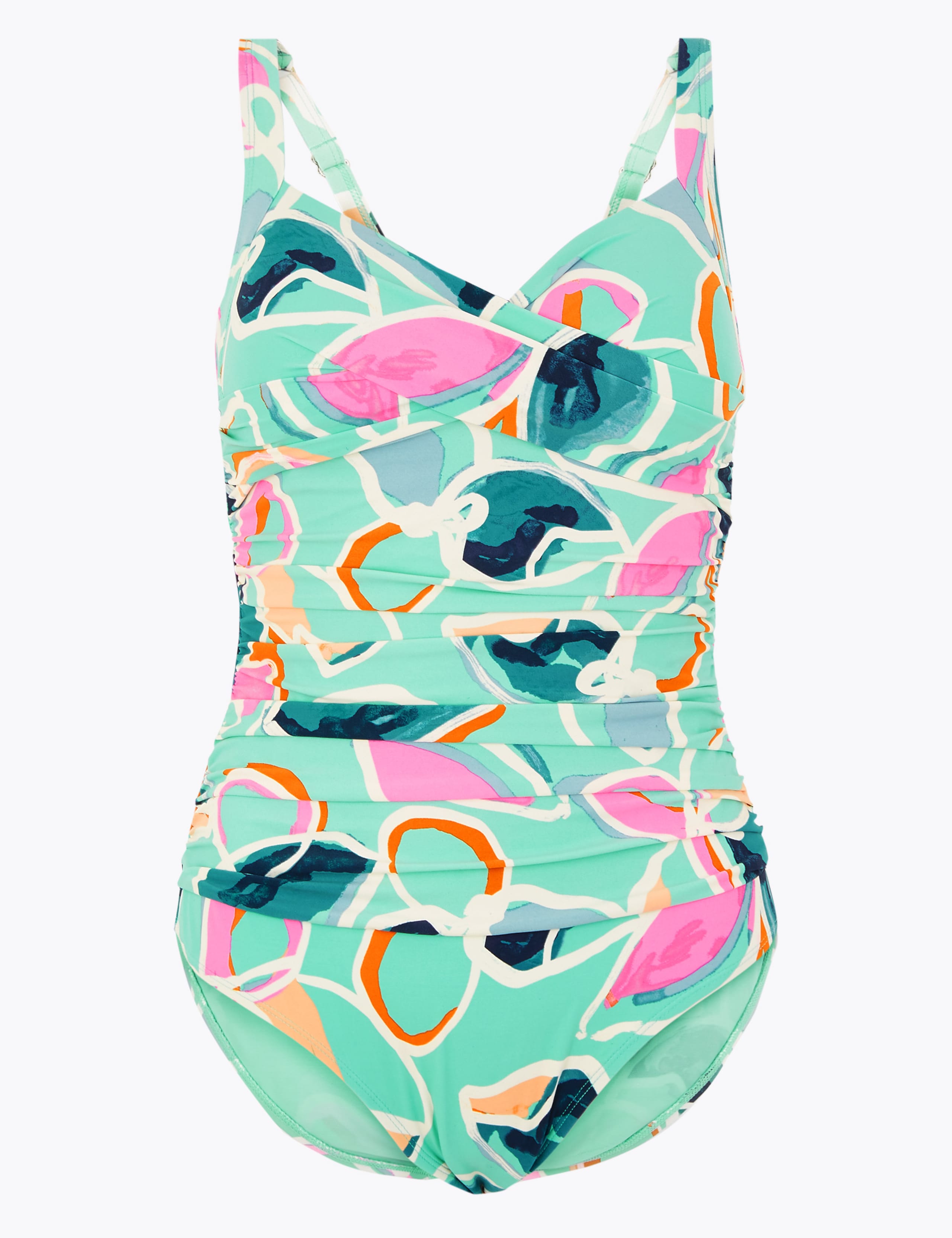 Tummy Control Printed Wrap Plunge Swimsuit 2 of 4