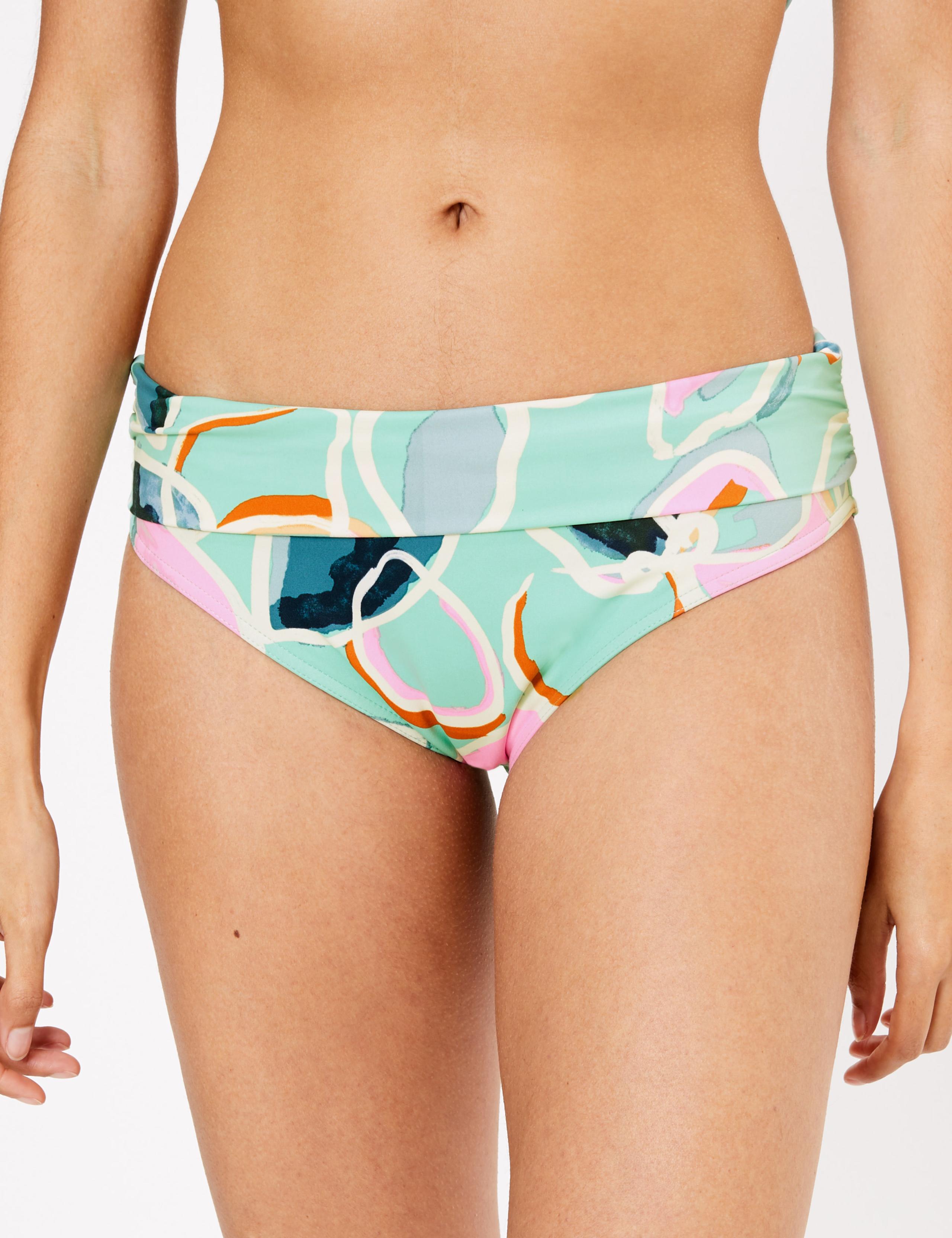 Floral Print Roll Top Bikini Bottoms 1 of 5