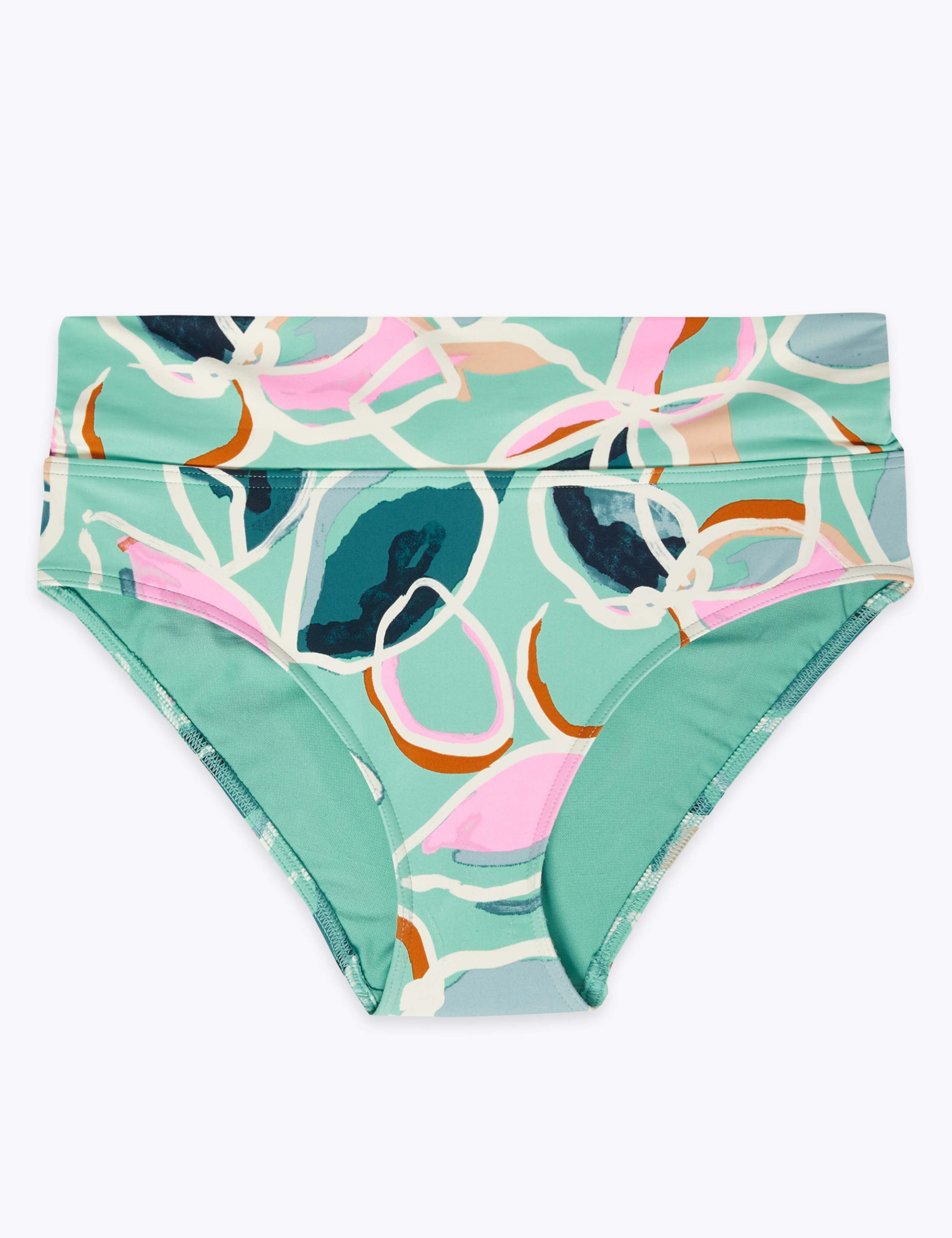 Floral Print Roll Top Bikini Bottoms 2 of 5
