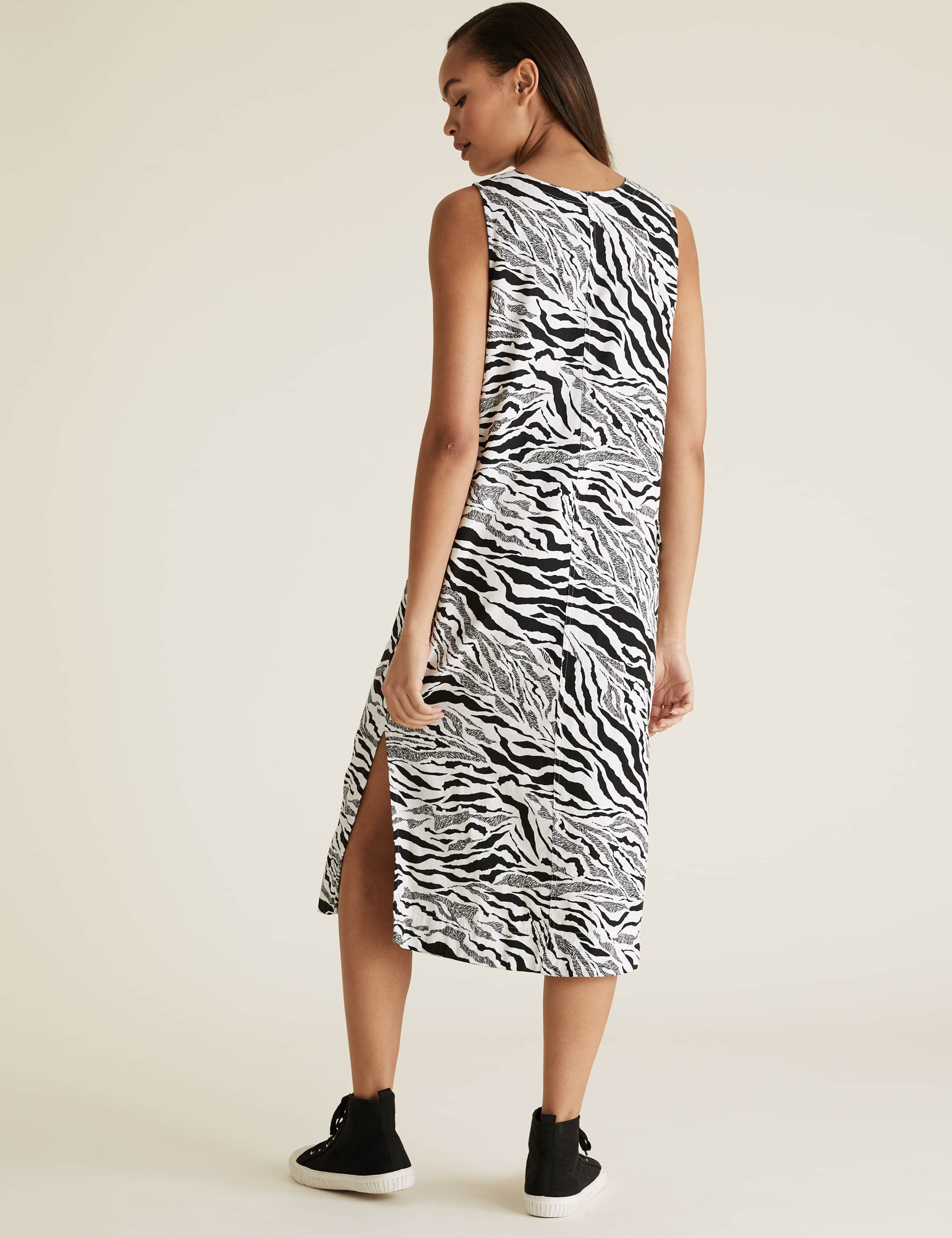 Linen Animal Print Midi Shift Dress 4 of 5