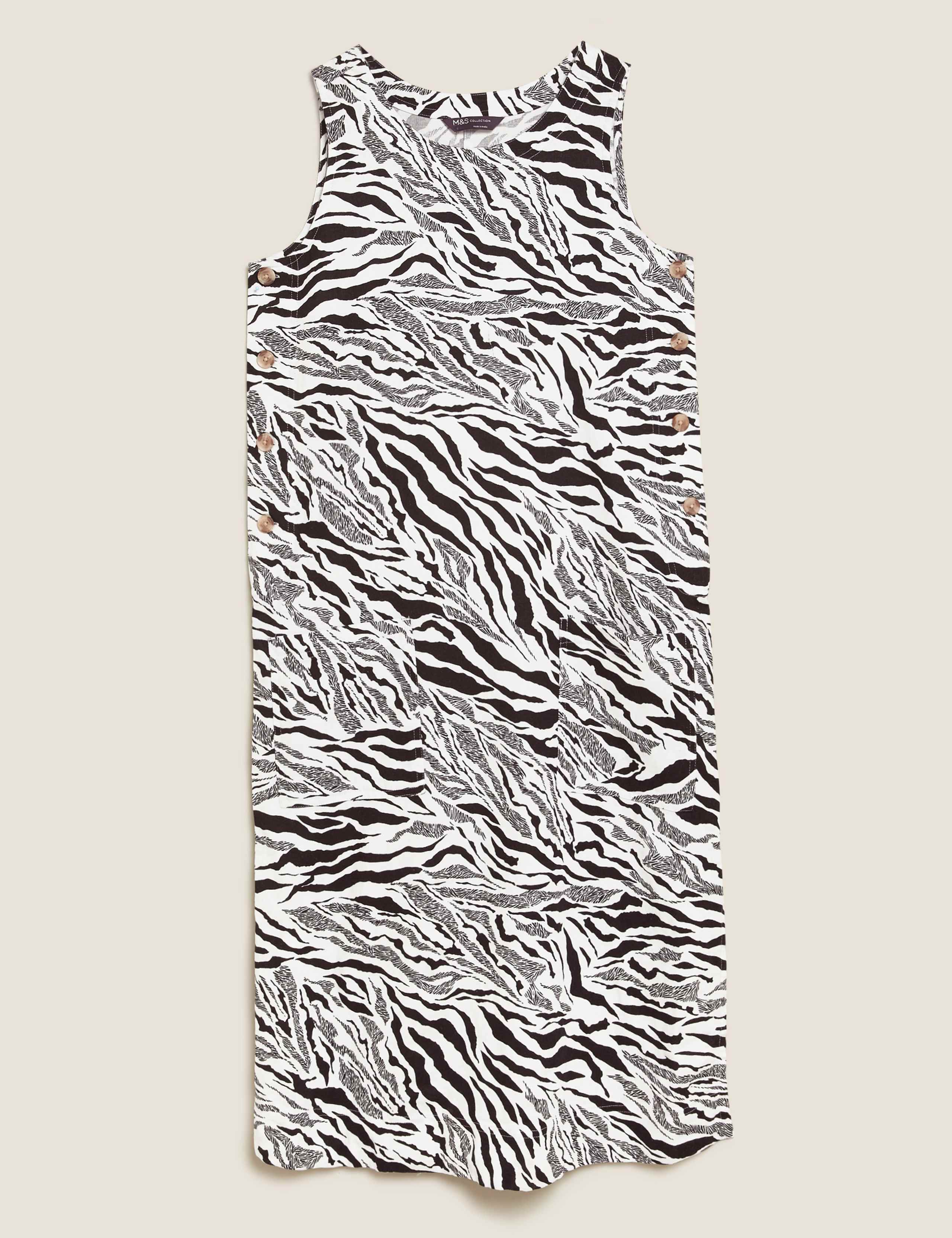 Linen Animal Print Midi Shift Dress 2 of 5