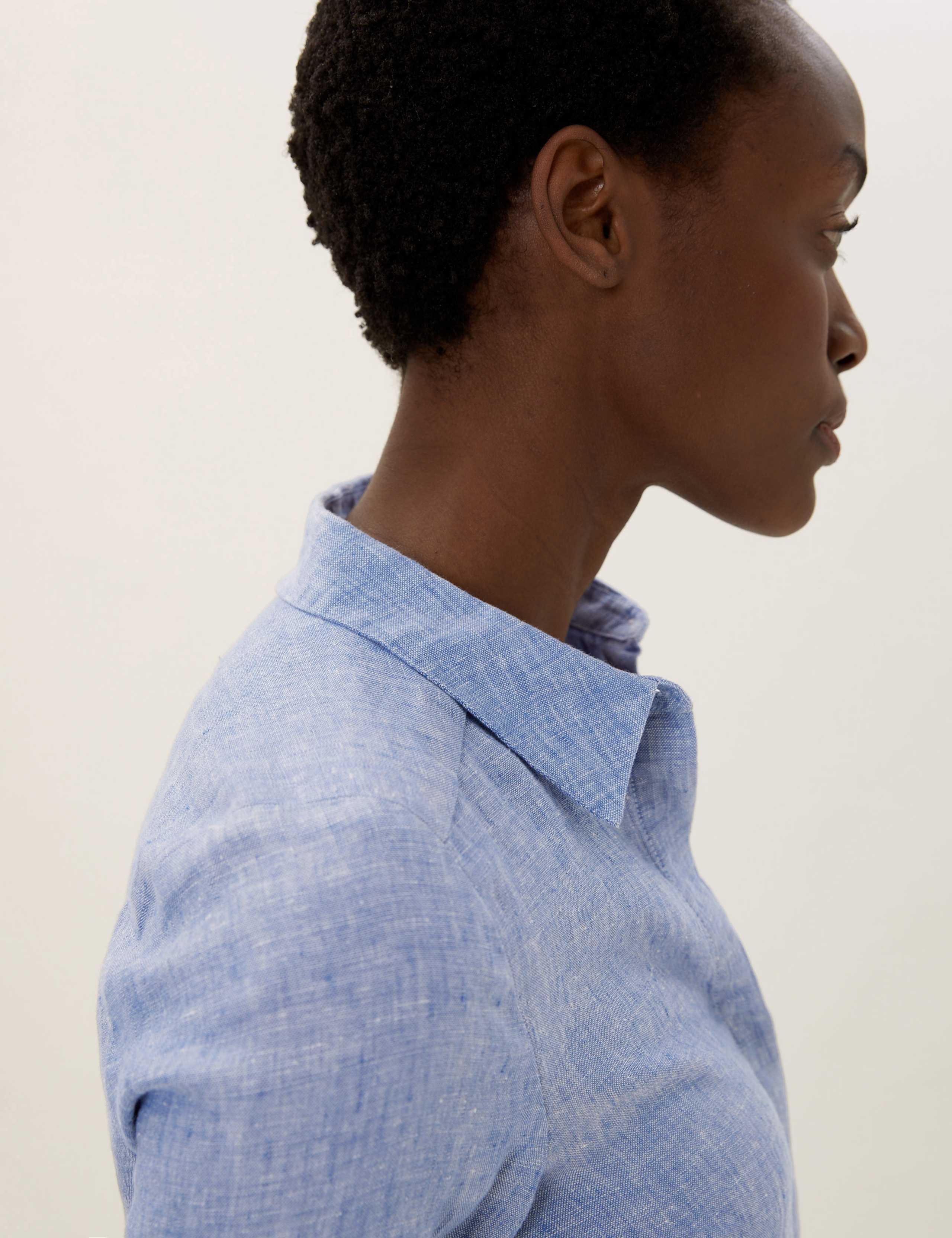 Pure Linen Belted Midi Shirt Dress 4 of 6