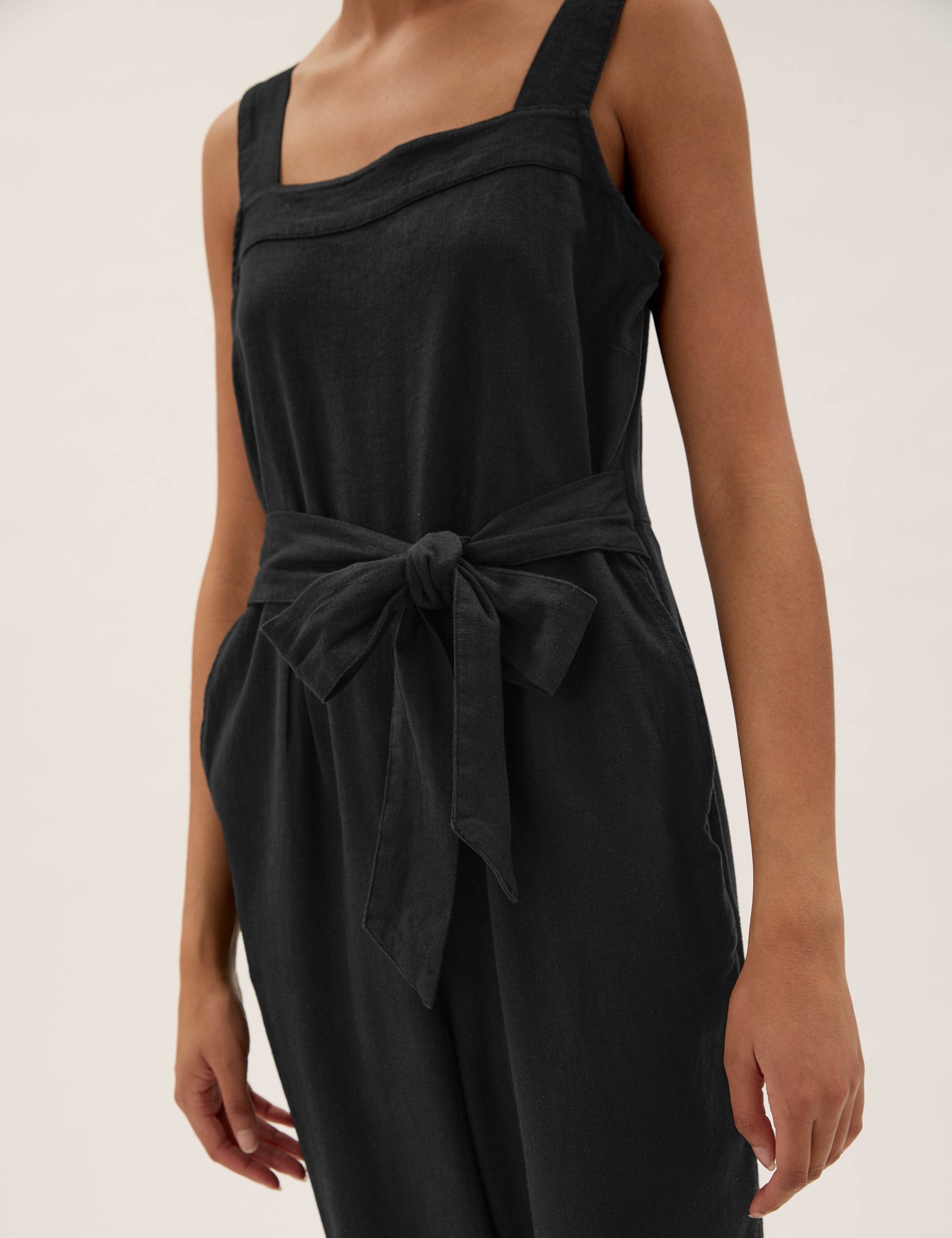 Linen Belted Sleeveless Jumpsuit 6 of 6