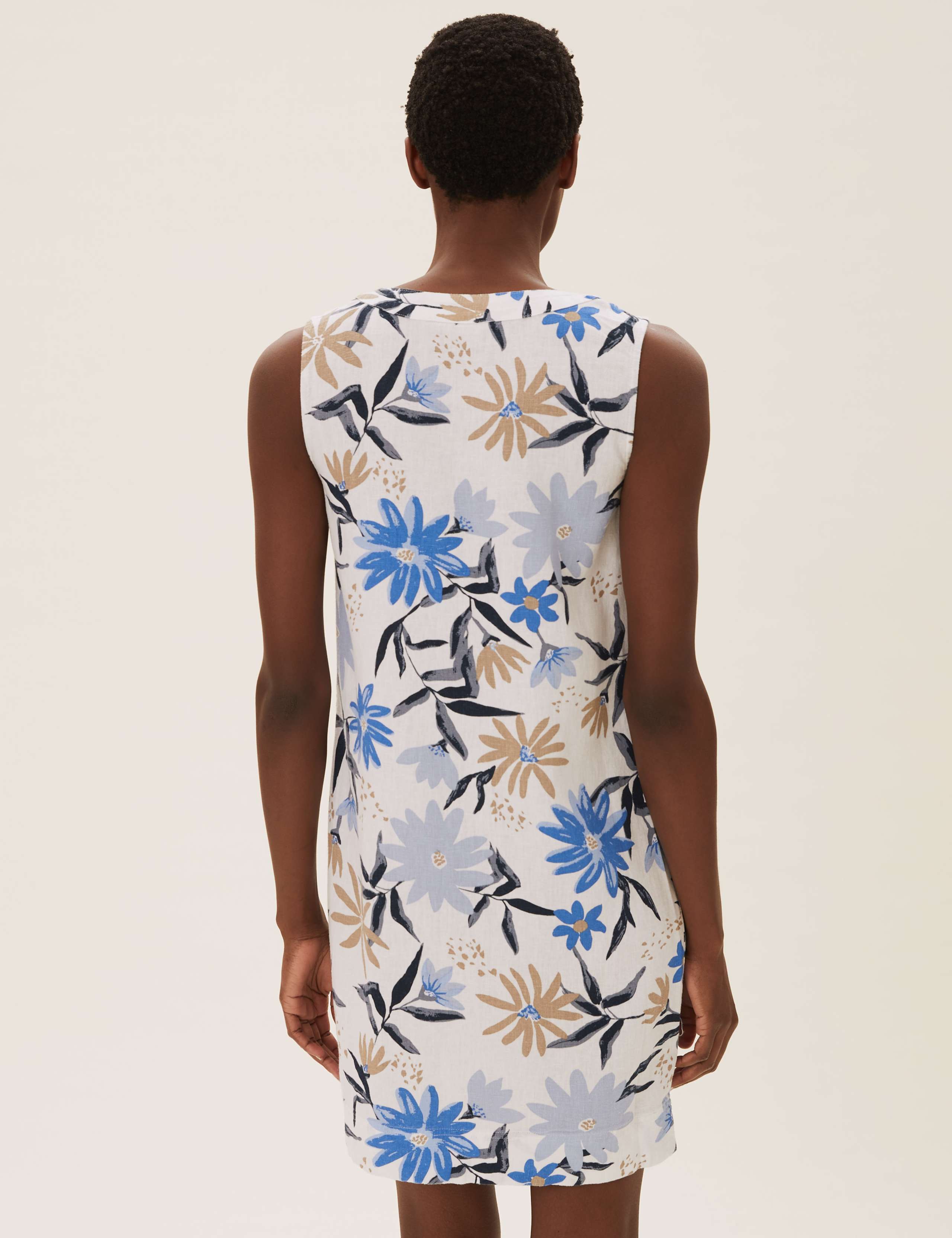 Linen Blend Floral V-Neck Mini Dress 2 of 3