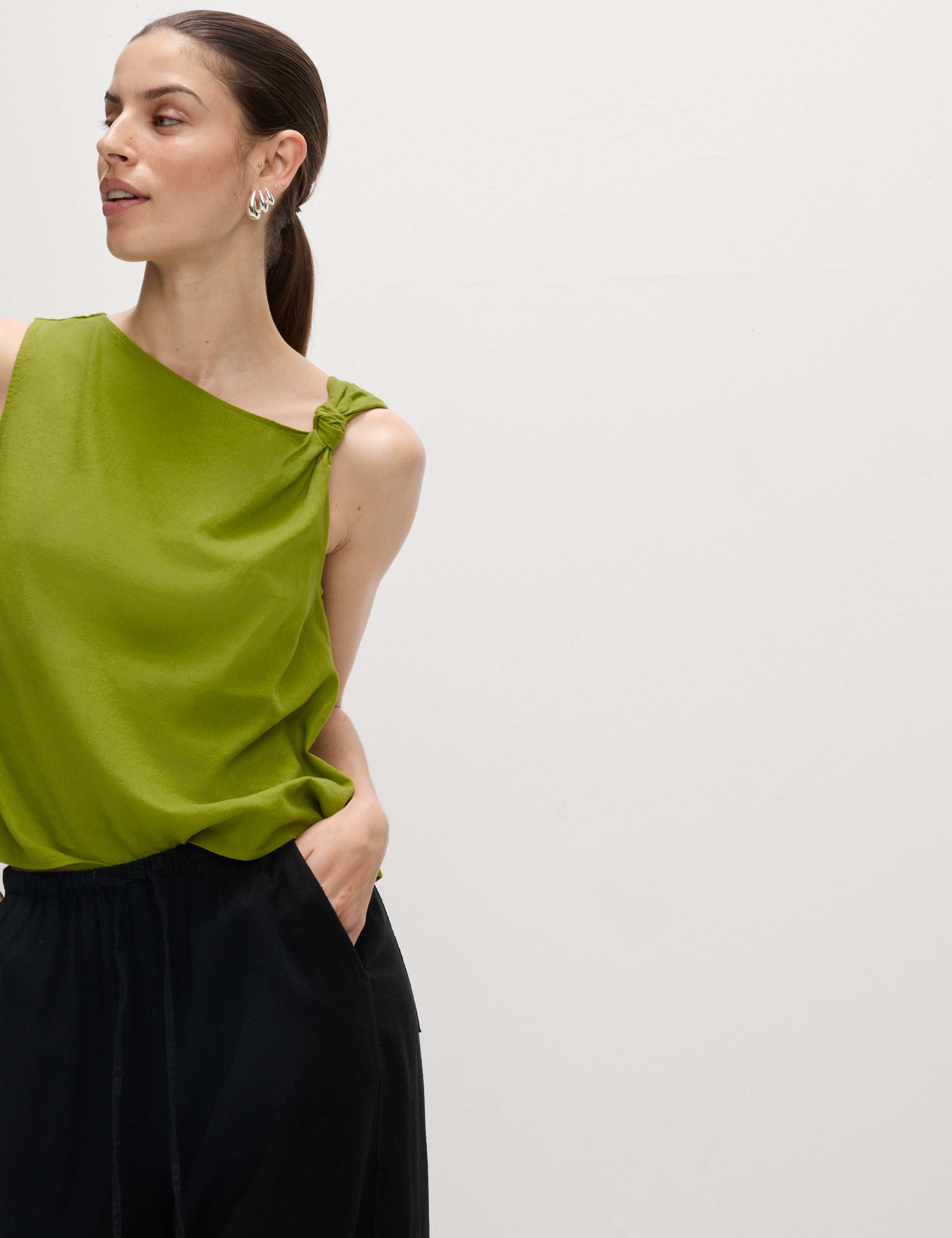 Linen Rich Twist One Shoulder Top 1 of 8