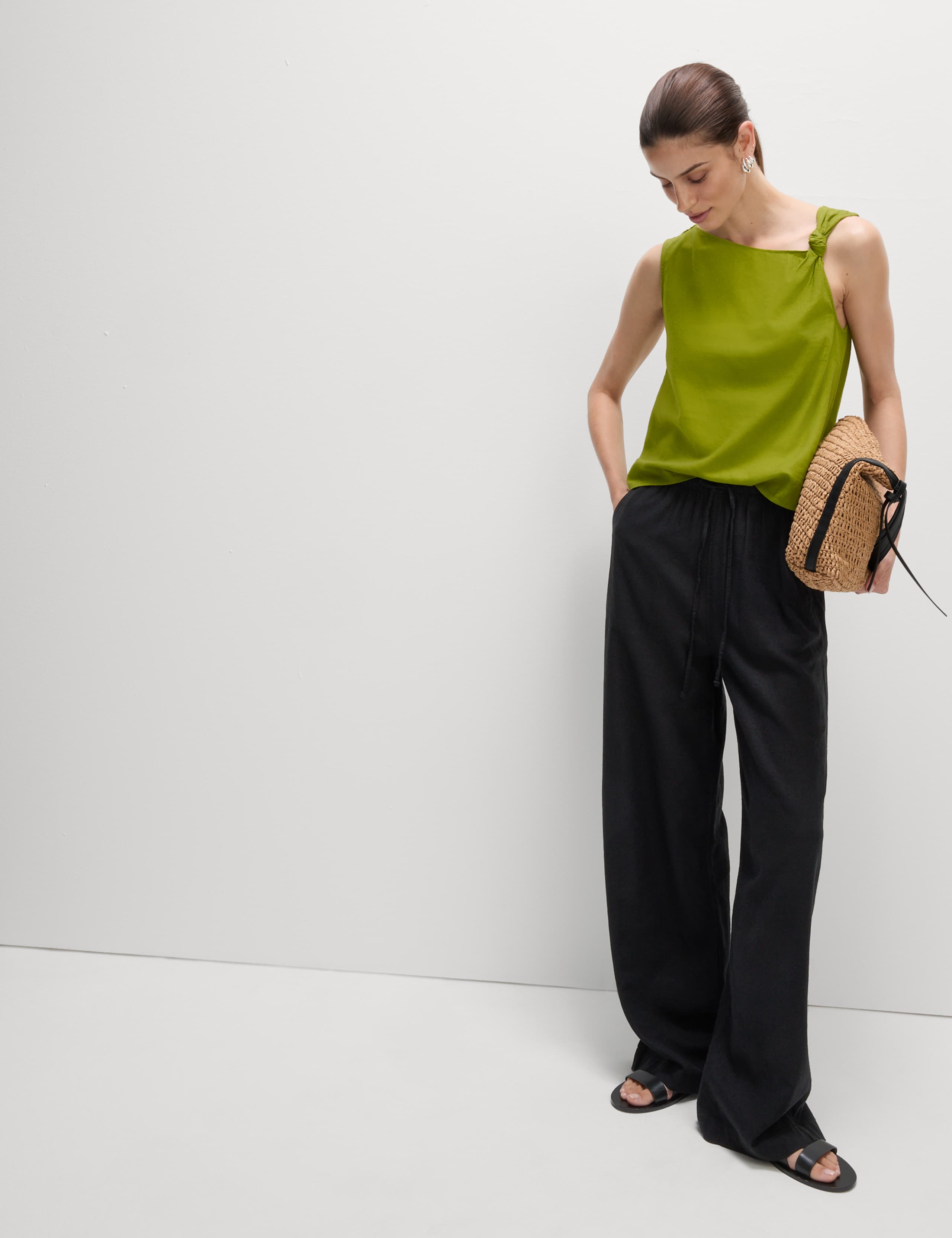 Linen Rich Twist One Shoulder Top 3 of 8