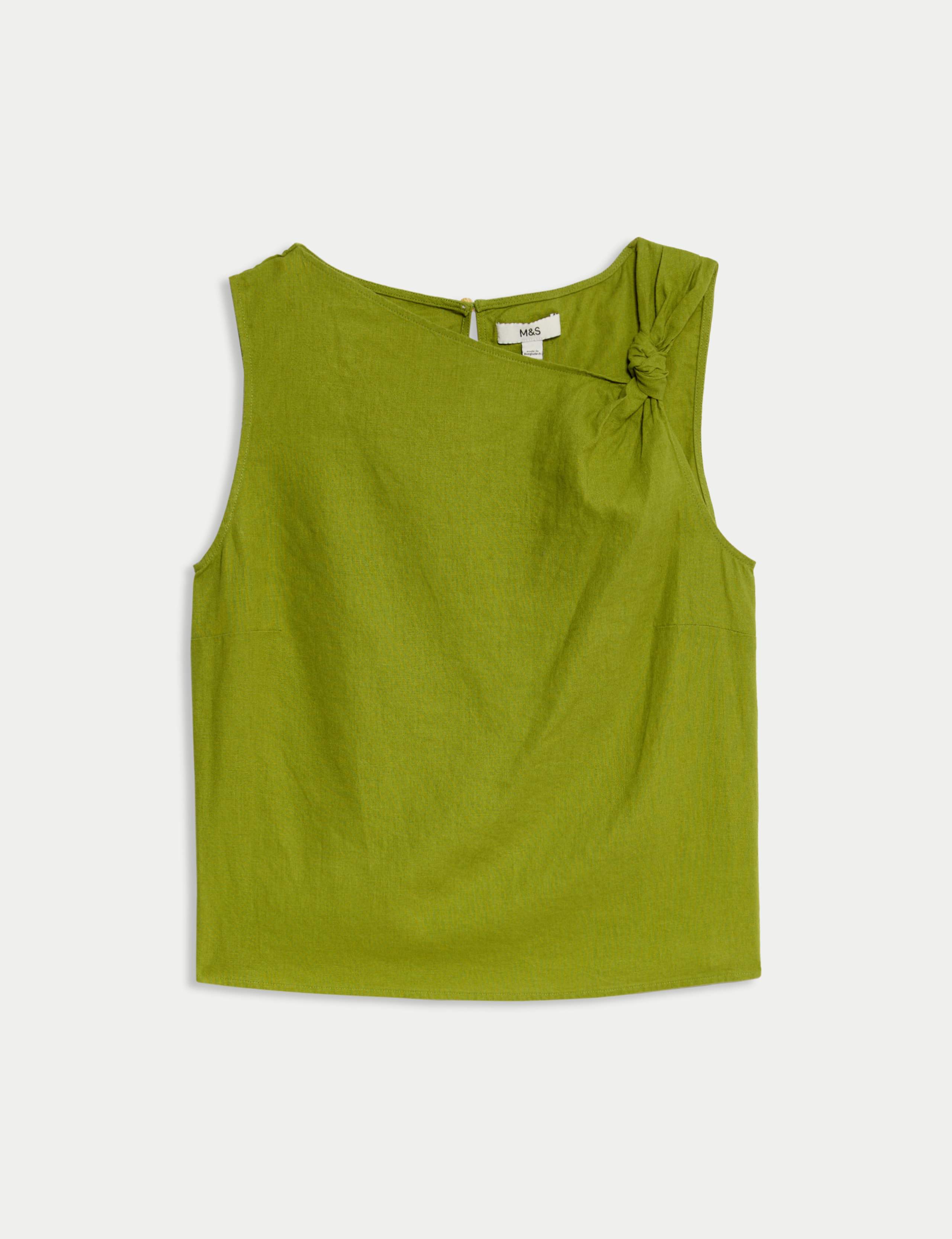 Linen Rich Twist One Shoulder Top 2 of 8