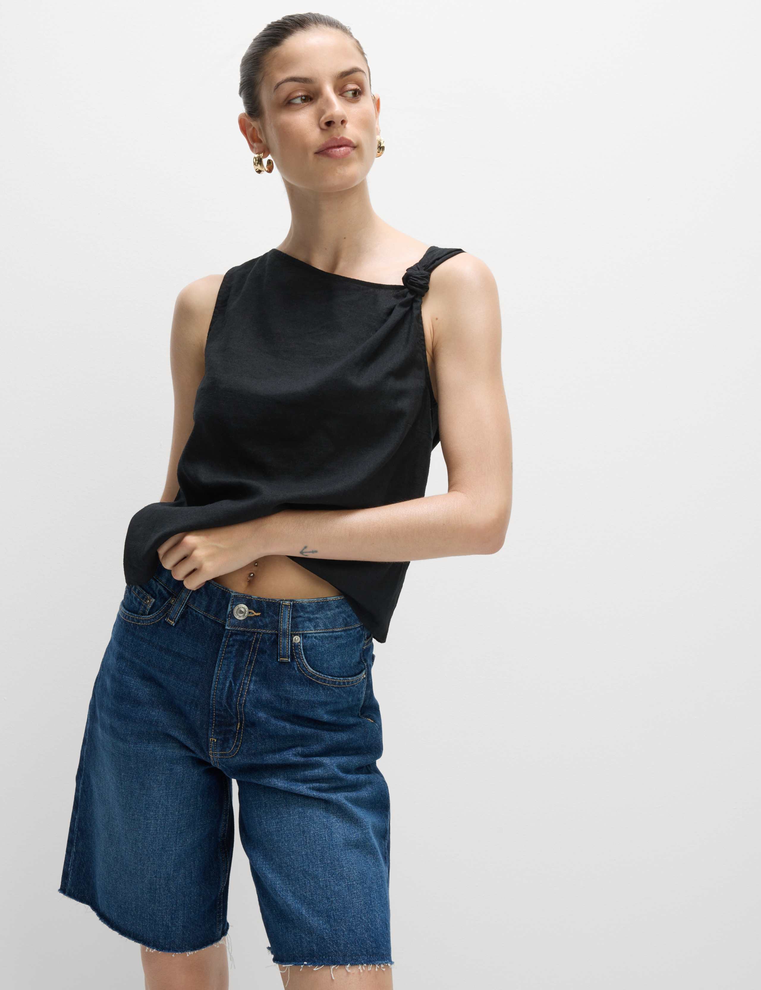 Linen Rich Twist One Shoulder Top 3 of 8
