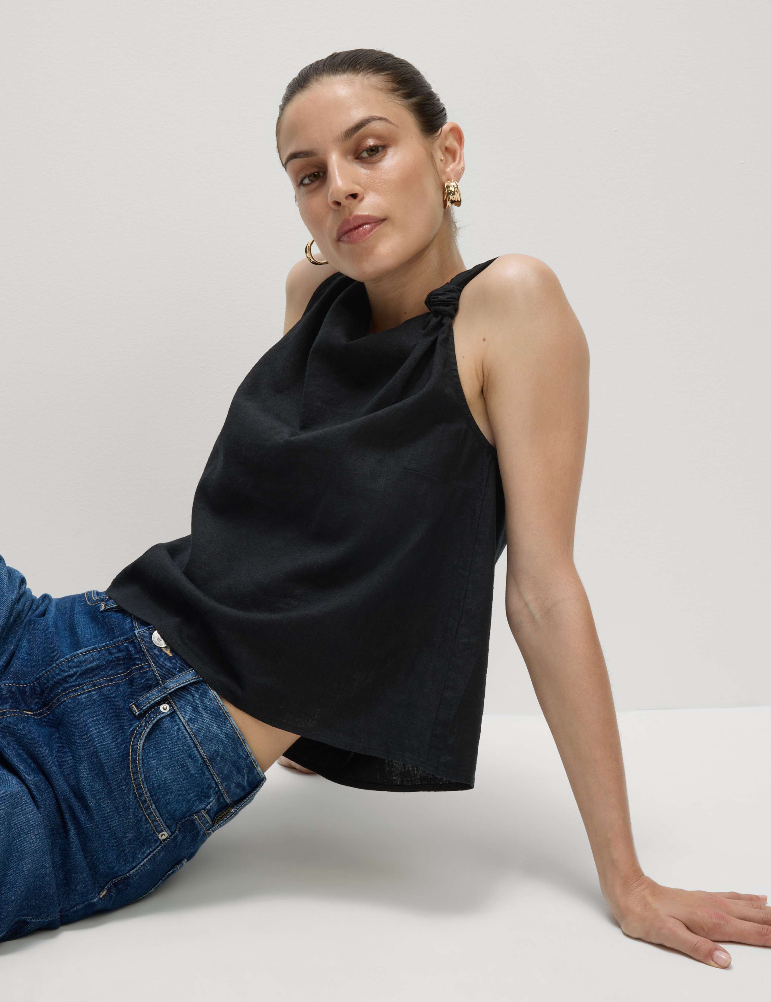 Linen Rich Twist One Shoulder Top 7 of 8