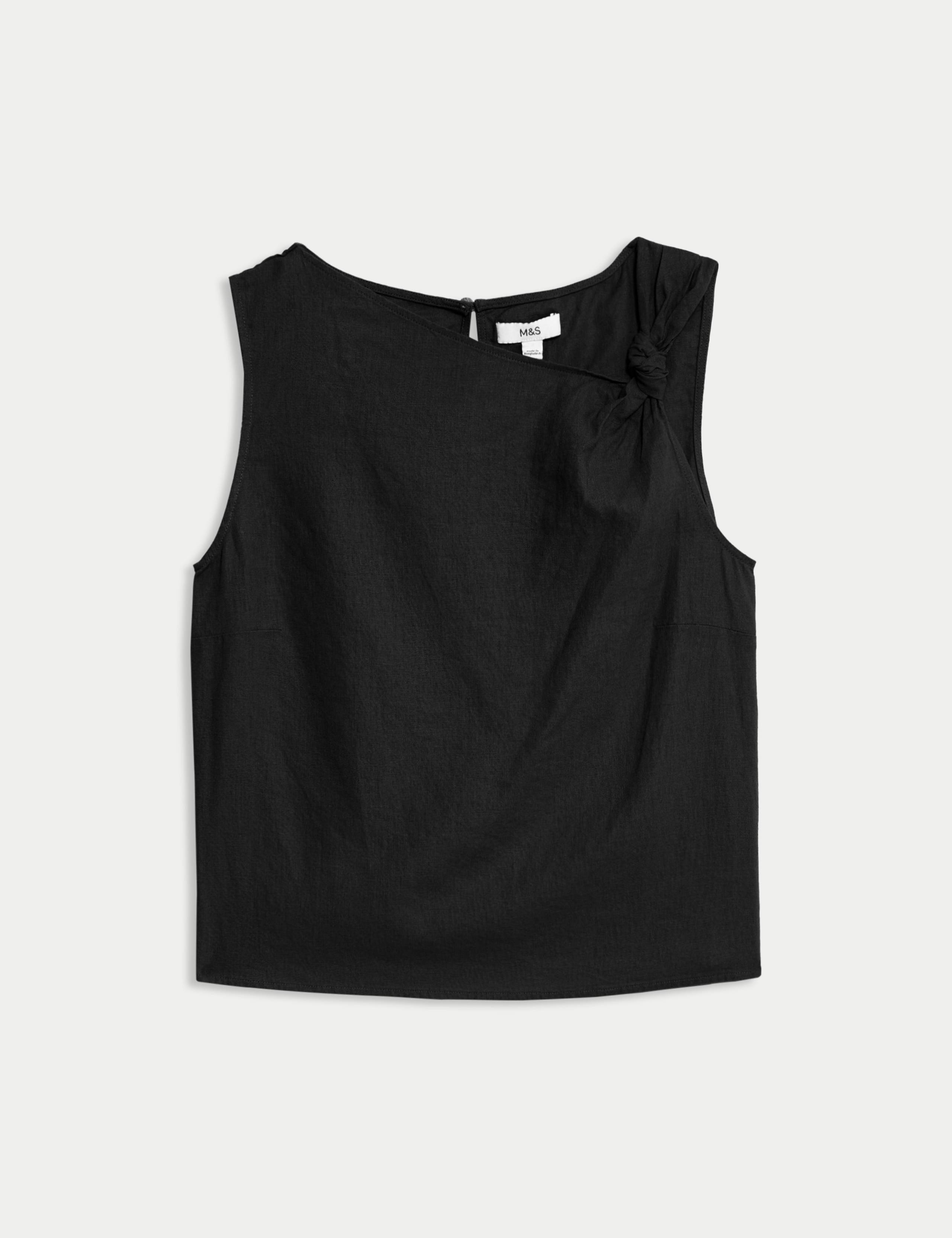 Linen Rich Twist One Shoulder Top 2 of 8