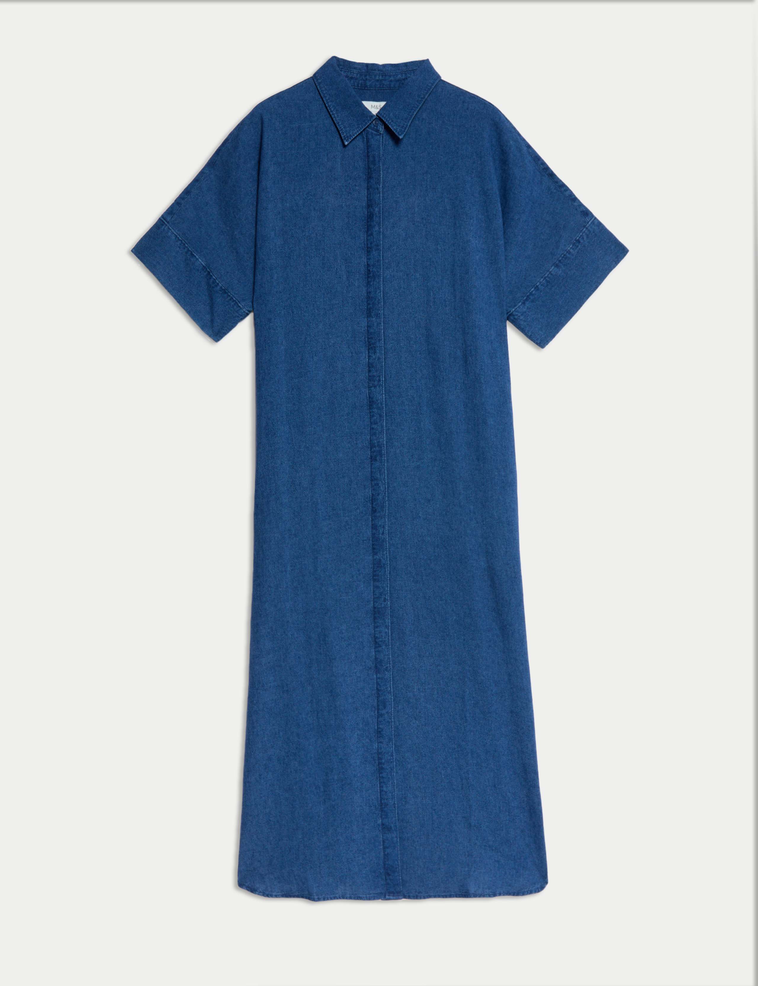 Linen Rich Collared Midi Shirt Dress 2 of 6