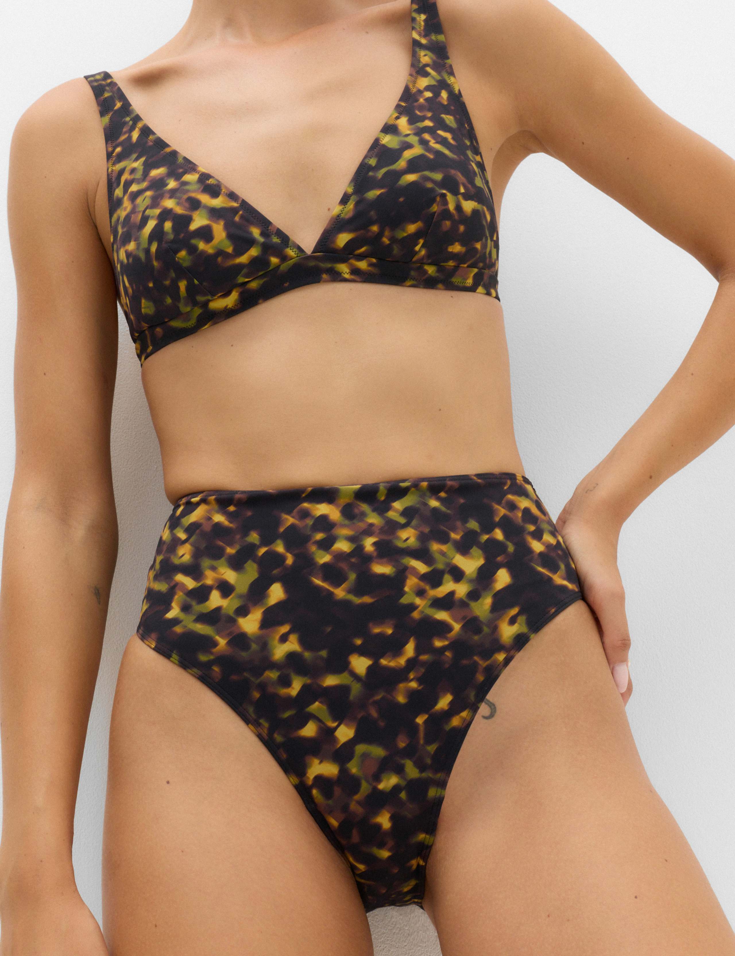 Printed Tummy Control High Waisted High Leg Bikini Bottoms 4 of 5