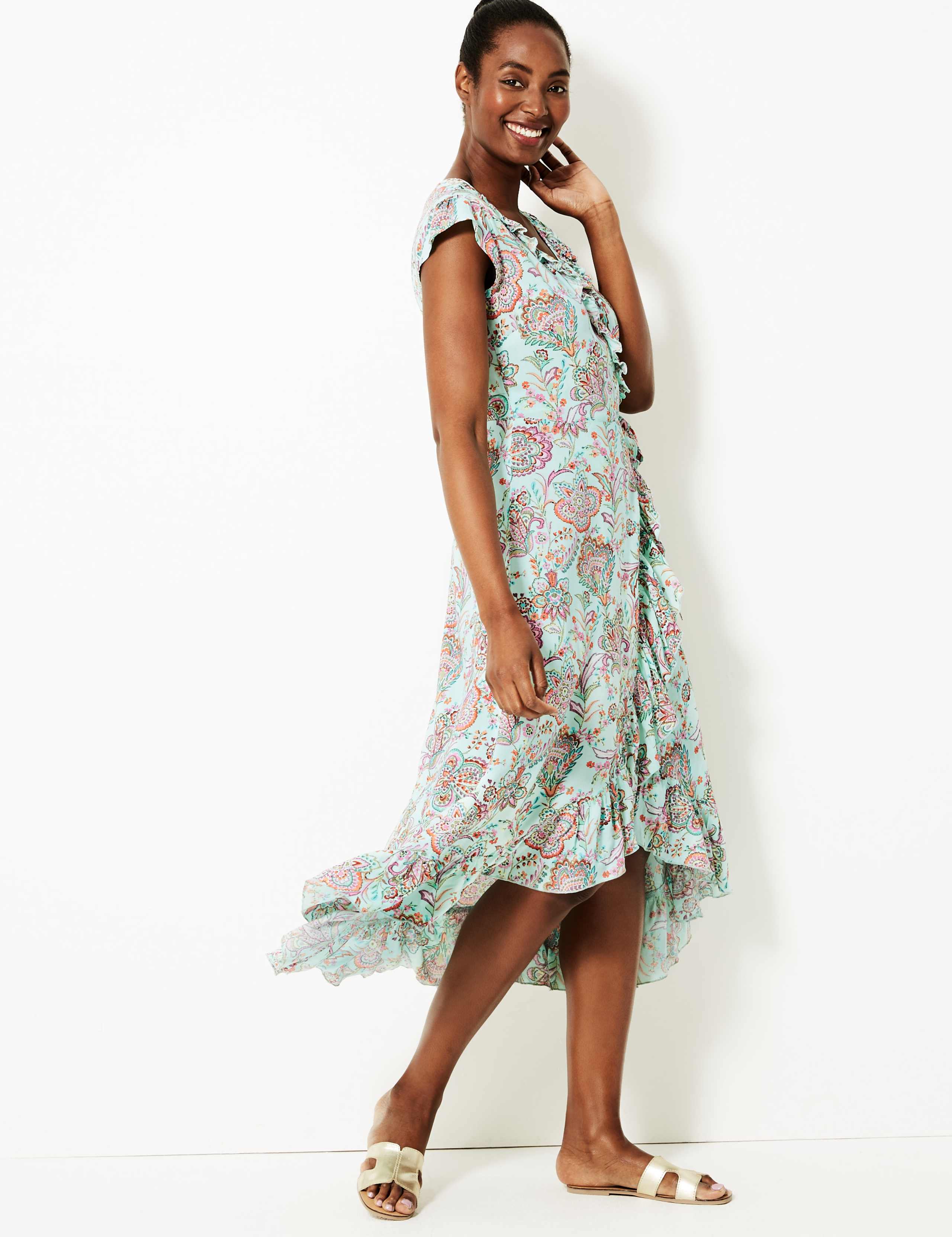 Paisley Print Wrap Beach Dress 1 of 4