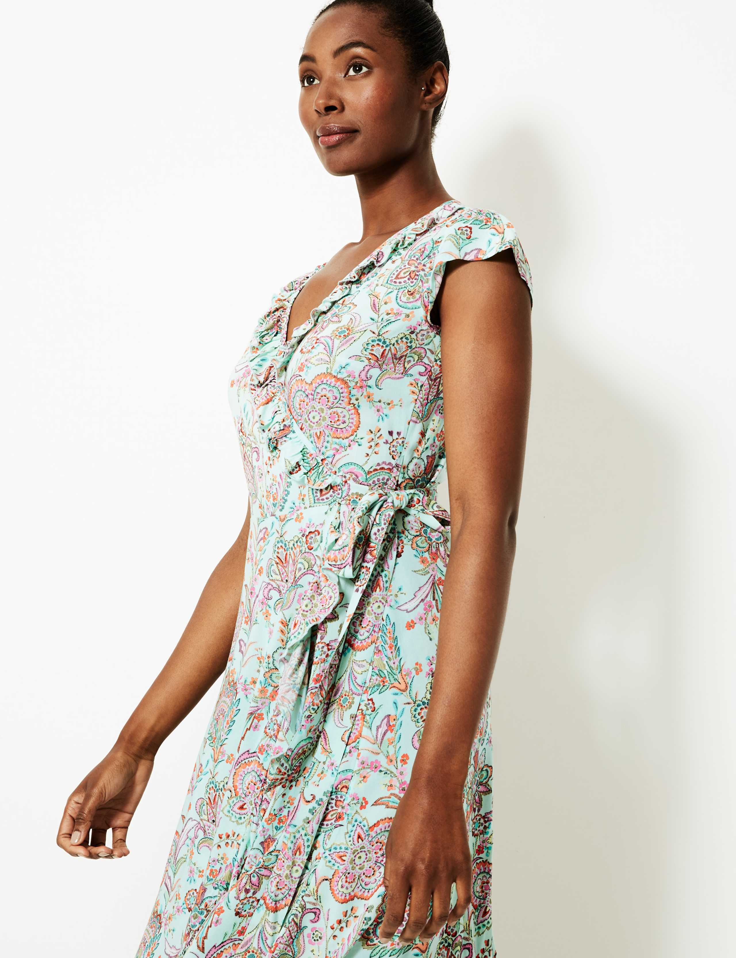 Paisley Print Wrap Beach Dress 3 of 4