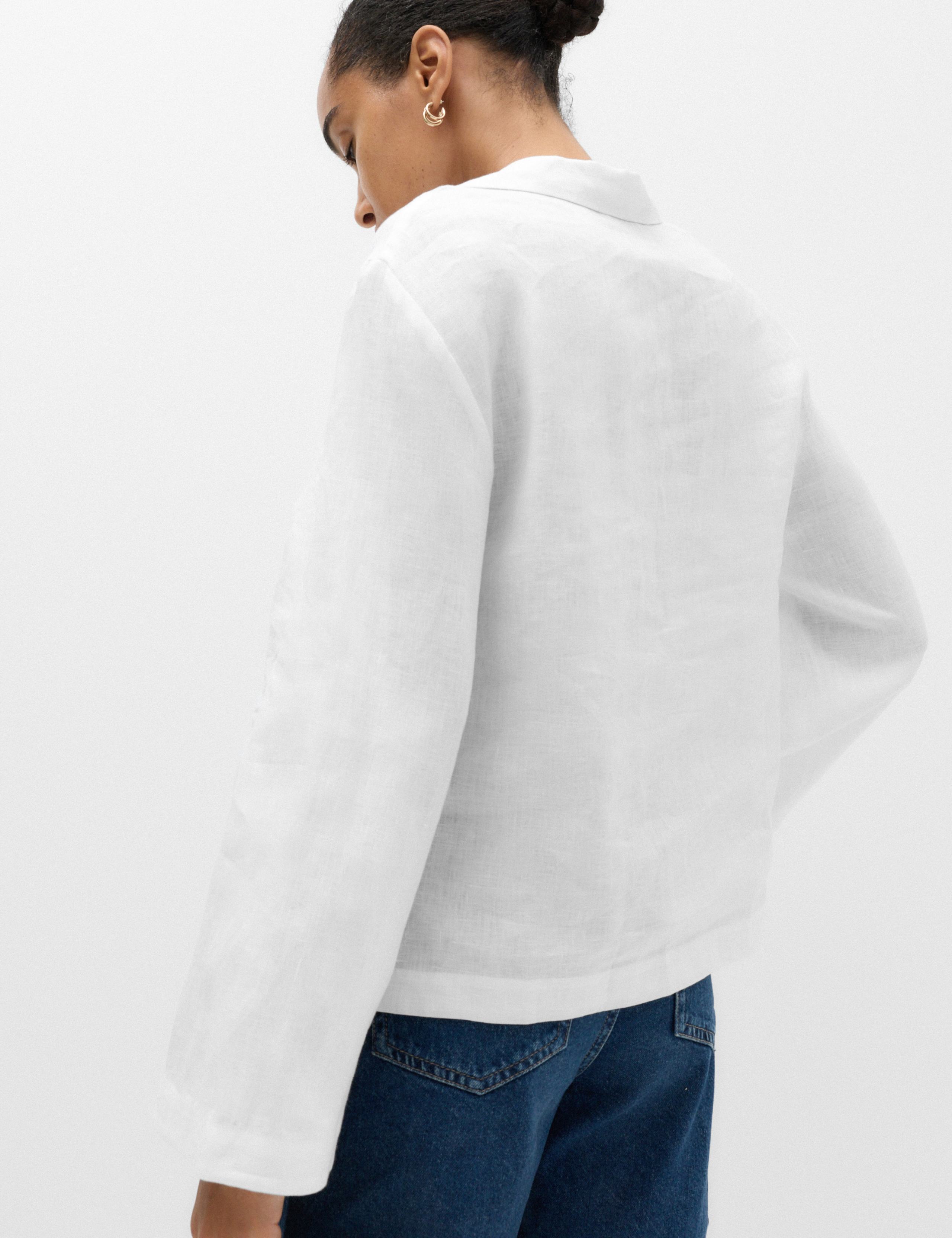 Pure Linen Collared V-Neck Top 4 of 6