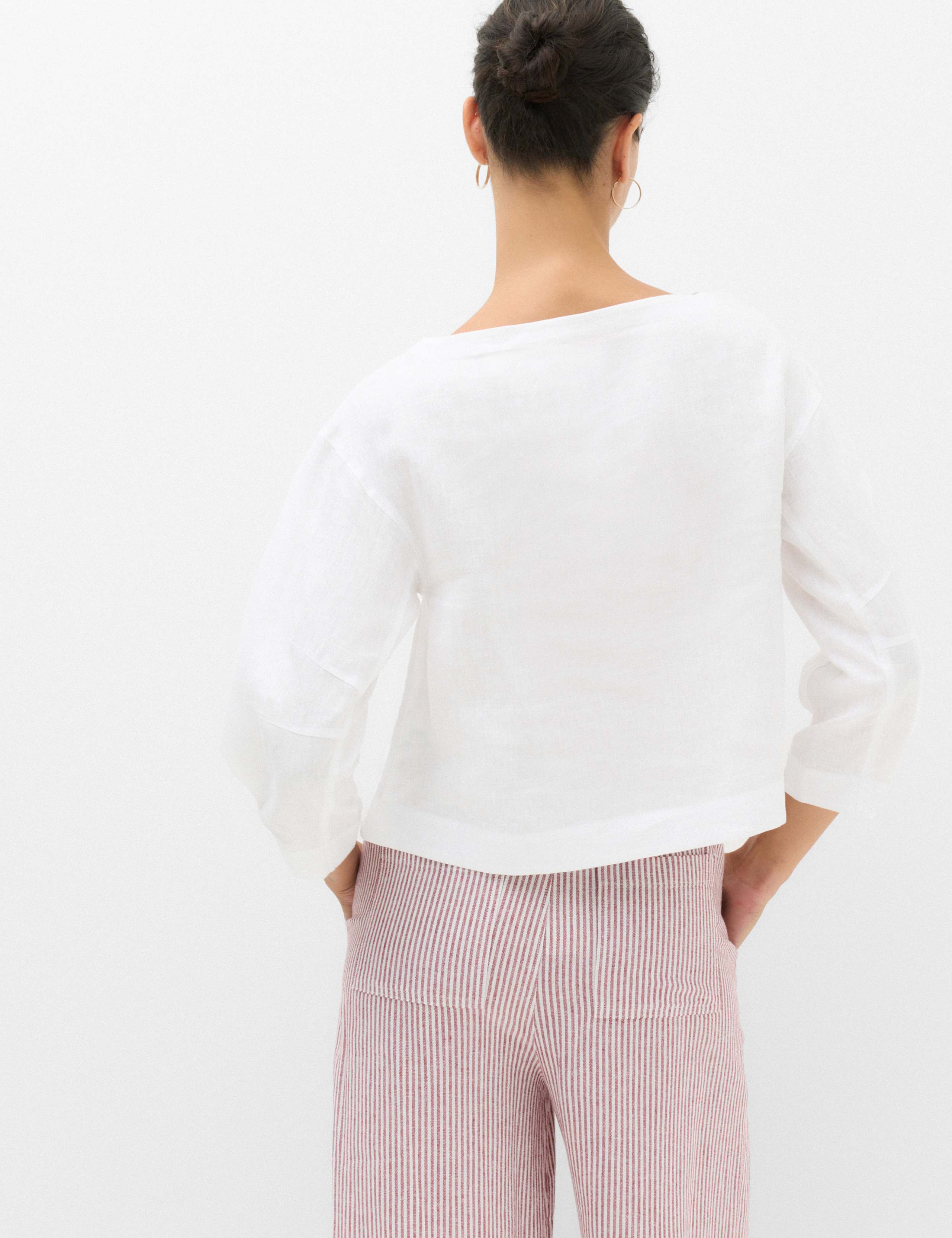 Pure Linen Relaxed Barrel Sleeve Top 4 of 7