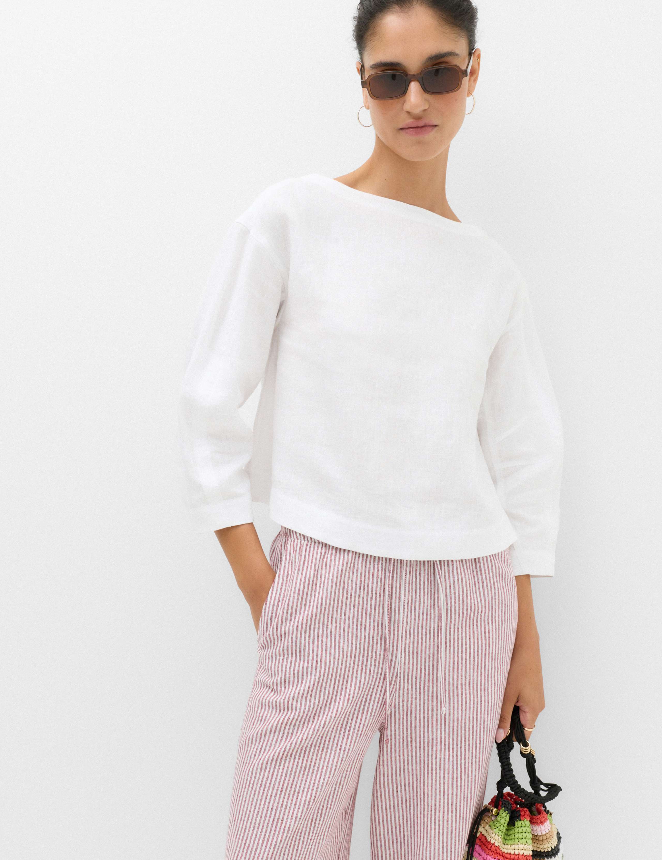 Pure Linen Relaxed Barrel Sleeve Top 5 of 7