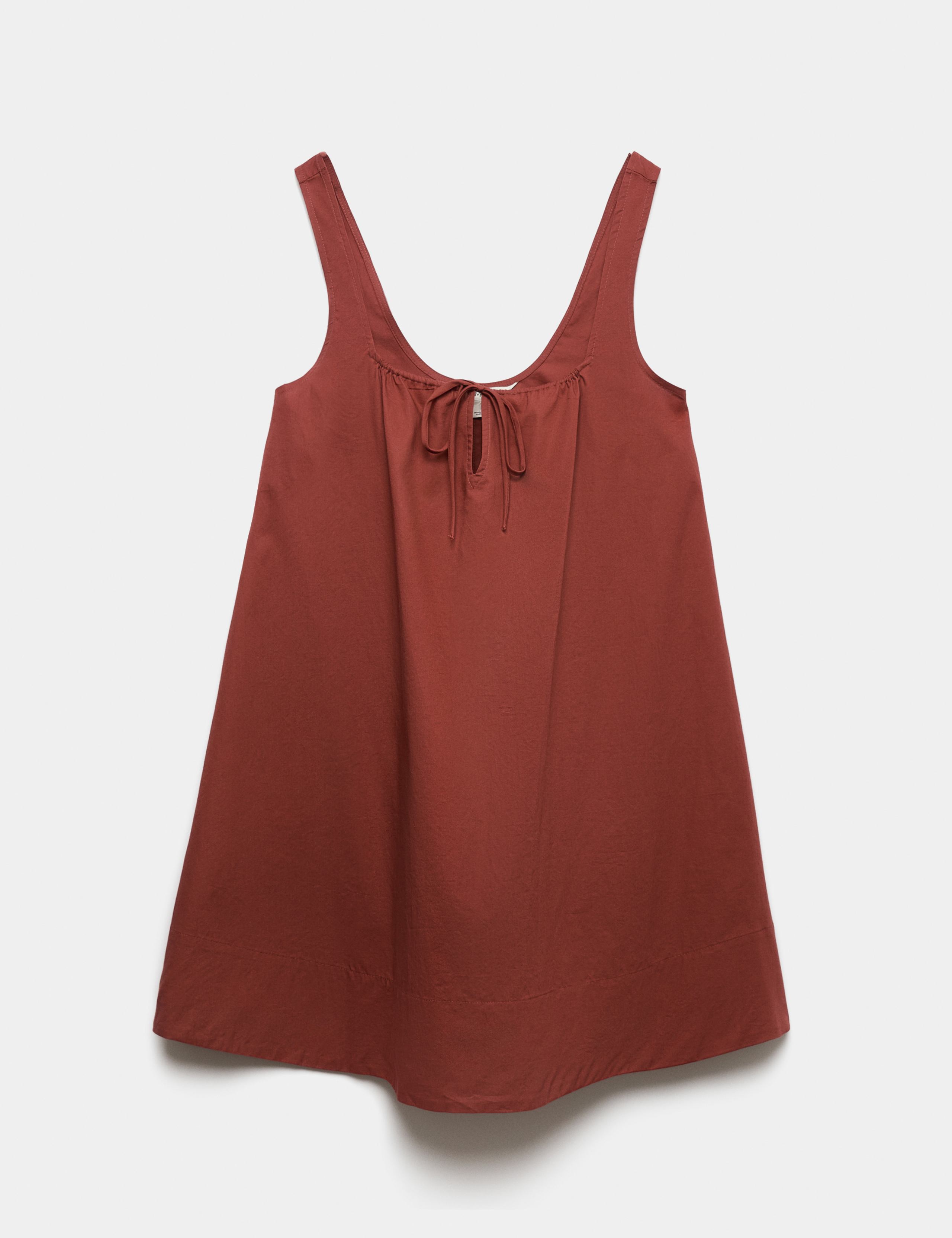 Pure Cotton Tie Front Mini Swing Beach Dress 2 of 6