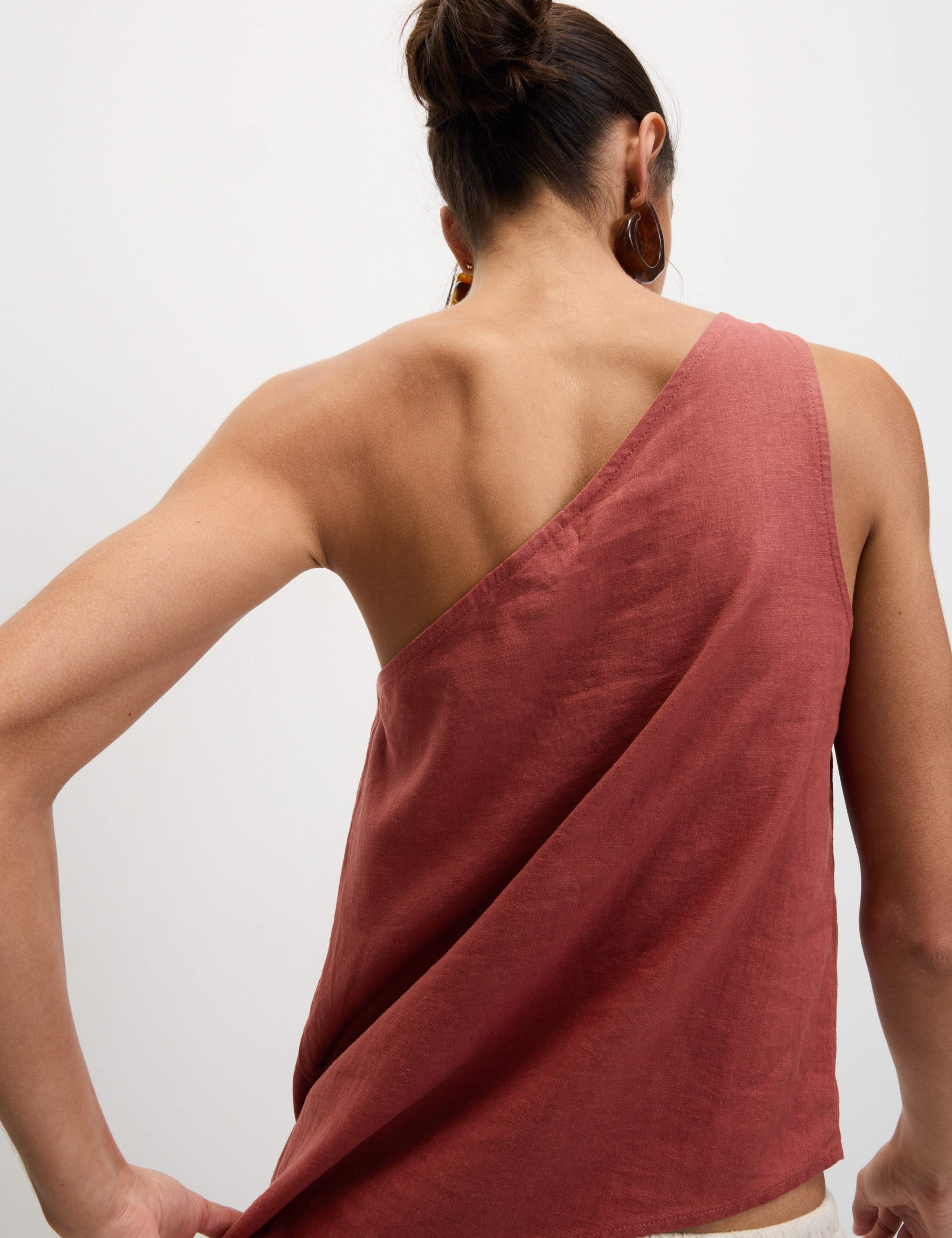Linen Rich One Shoulder Top 5 of 6