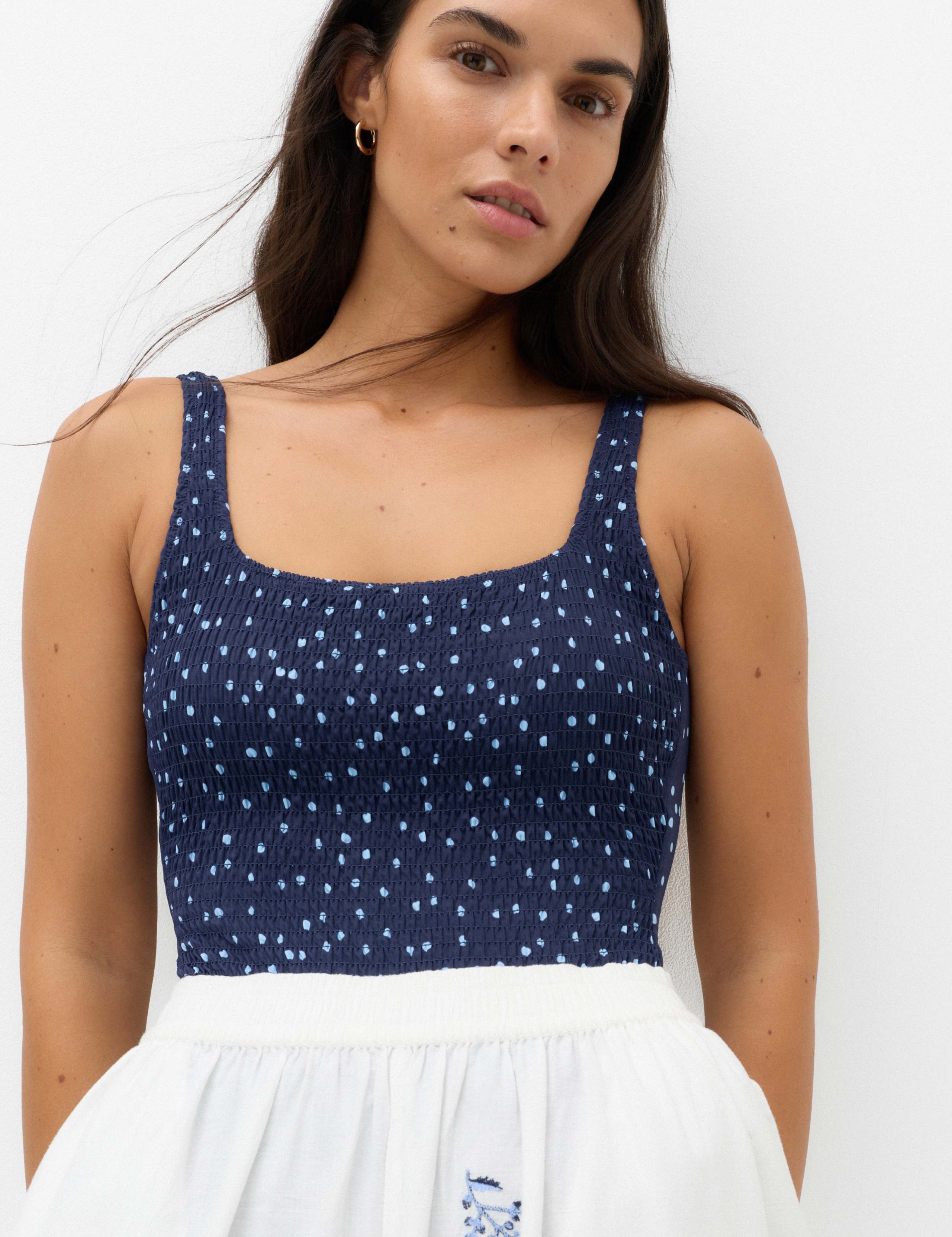 Spot Smocked Scoop Neck Swimsuit 6 of 6