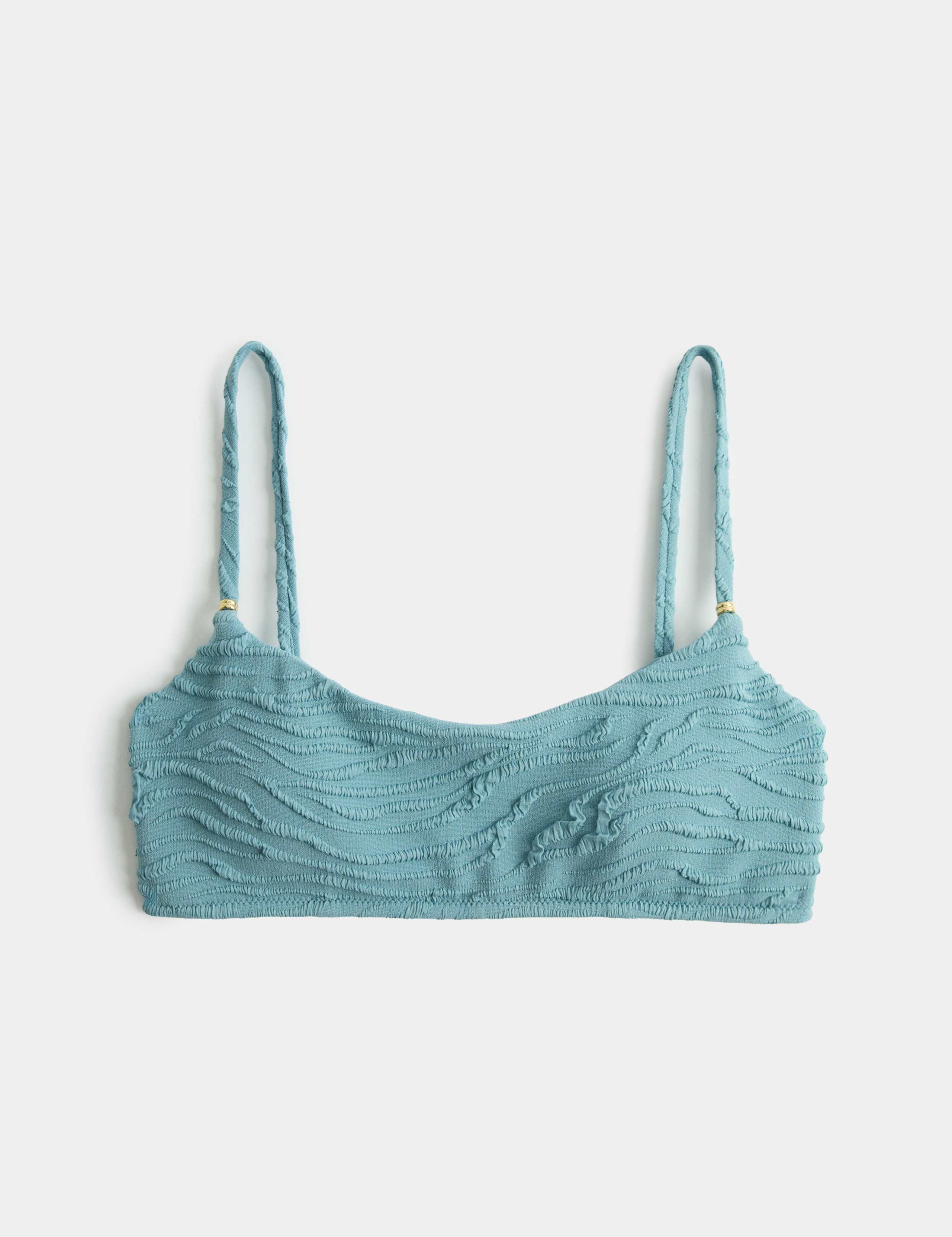 Textured Padded Strap Detail Scoop Neck Bikini Top 2 of 6
