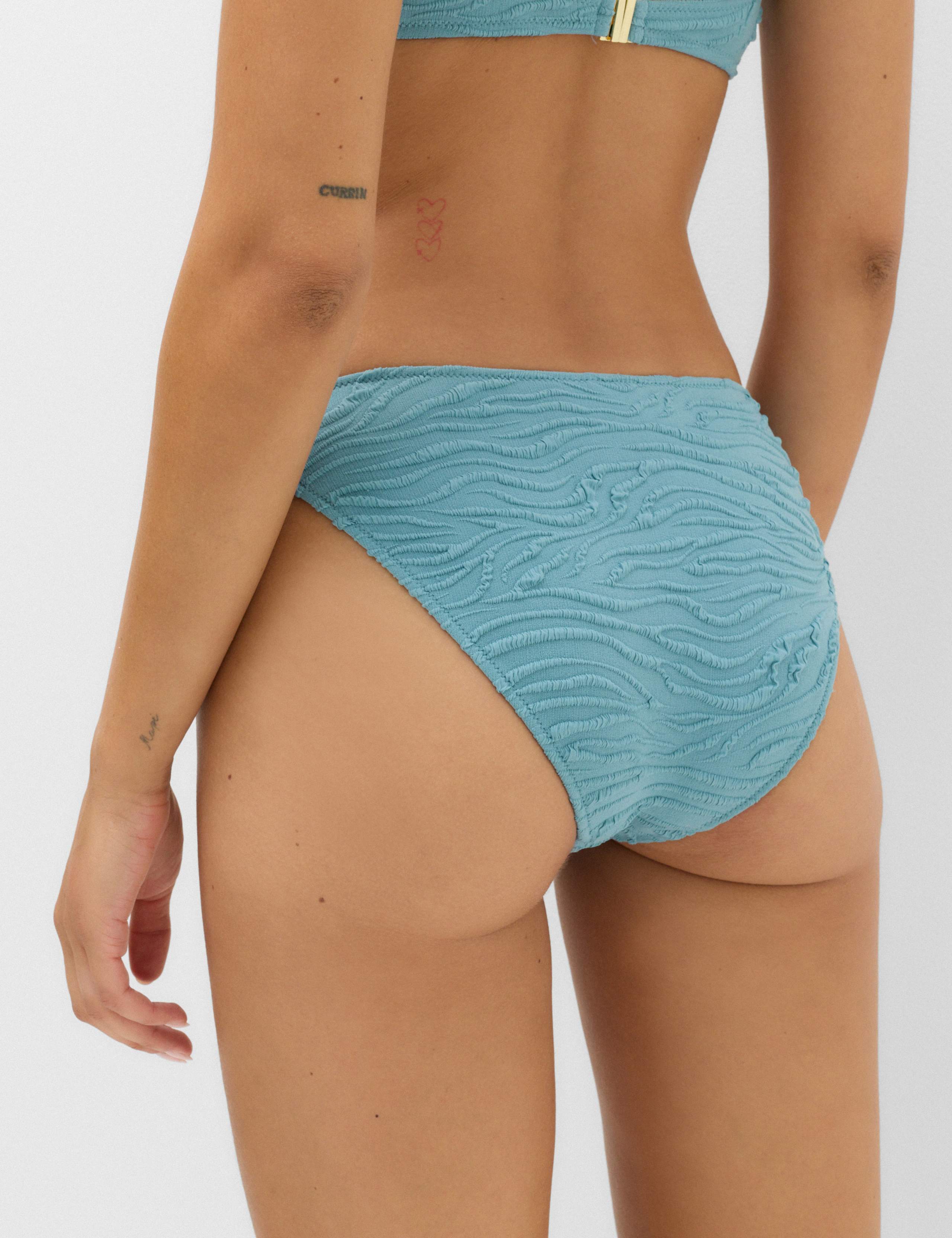 Textured Mid Rise High Leg Bikini Bottoms 4 of 5